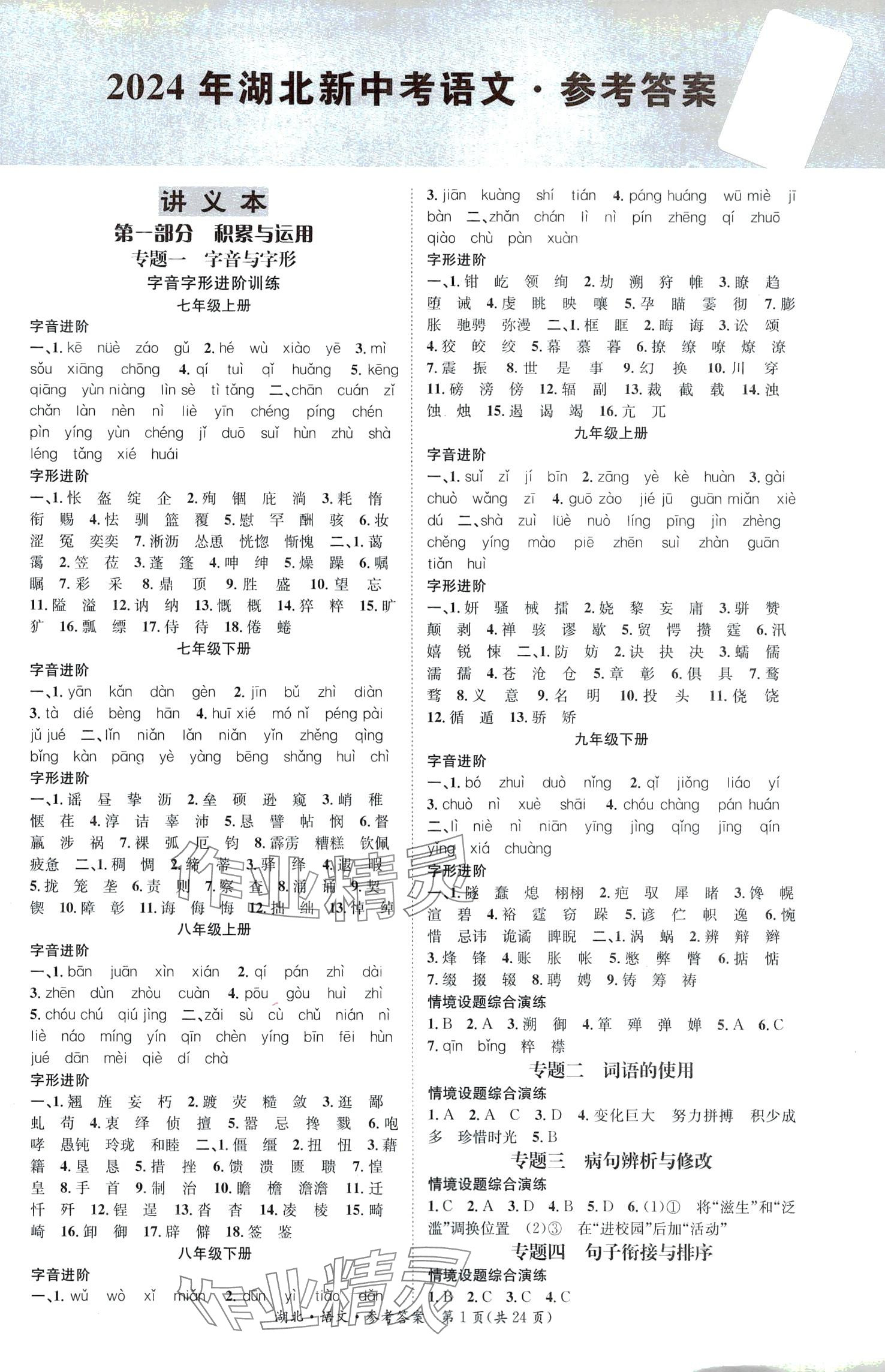 2024年国华考试中考总动员语文湖北专版 第1页