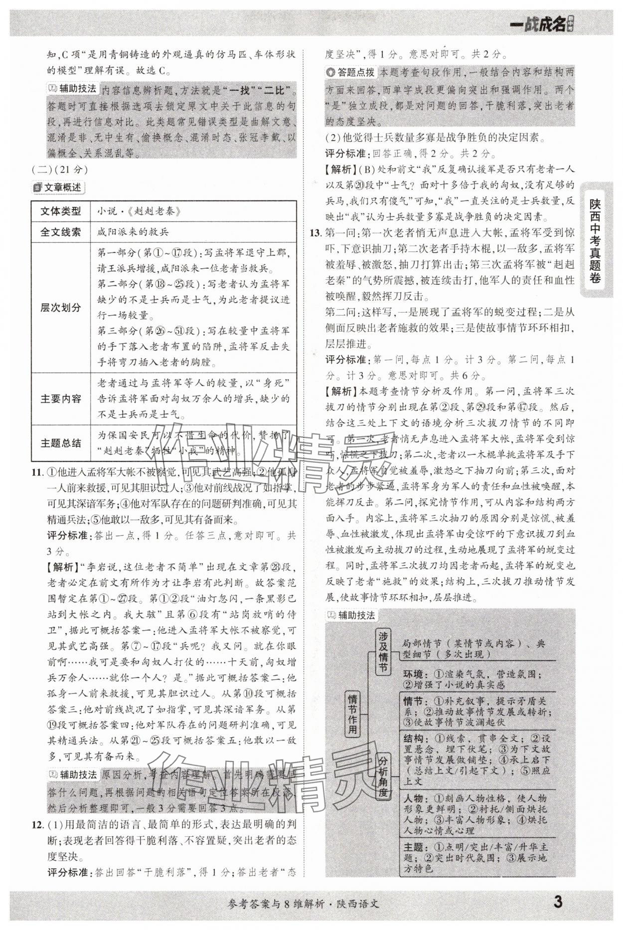 2025年一戰(zhàn)成名中考真題與拓展訓練語文陜西專版 參考答案第3頁
