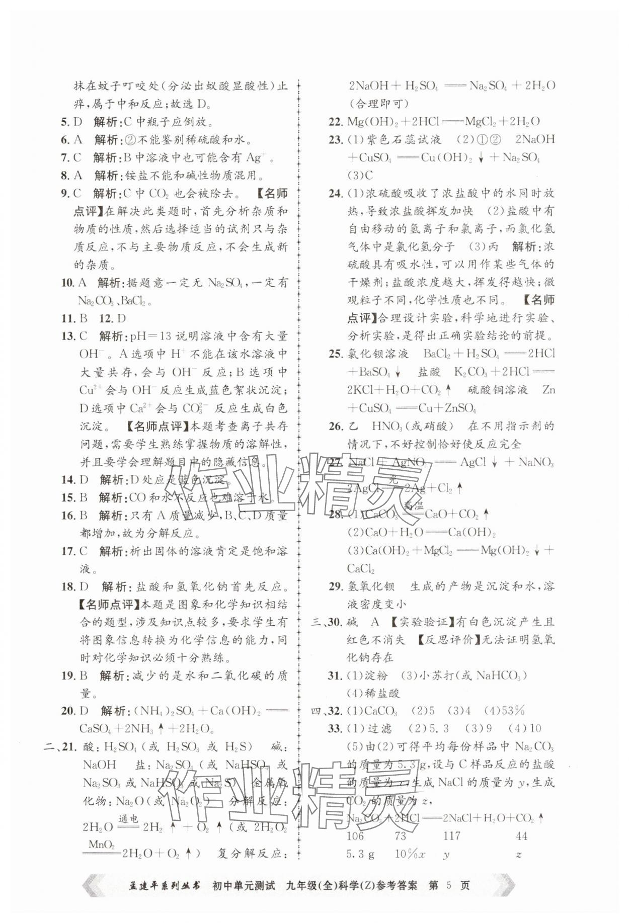 2024年孟建平單元測(cè)試九年級(jí)科學(xué)全一冊(cè)浙教版 第5頁(yè)