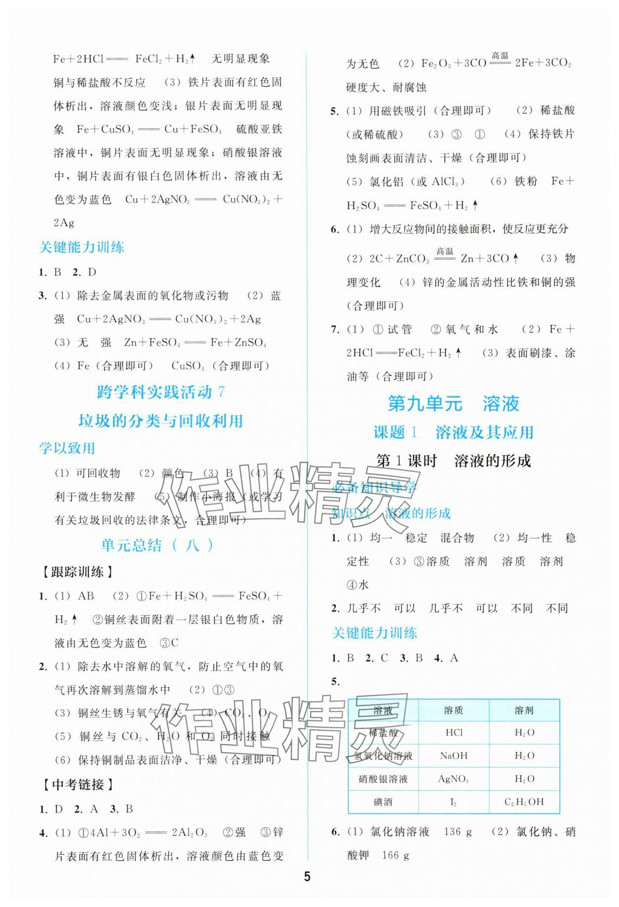 2025年同步輕松練習(xí)九年級(jí)化學(xué)下冊(cè)人教版 參考答案第4頁