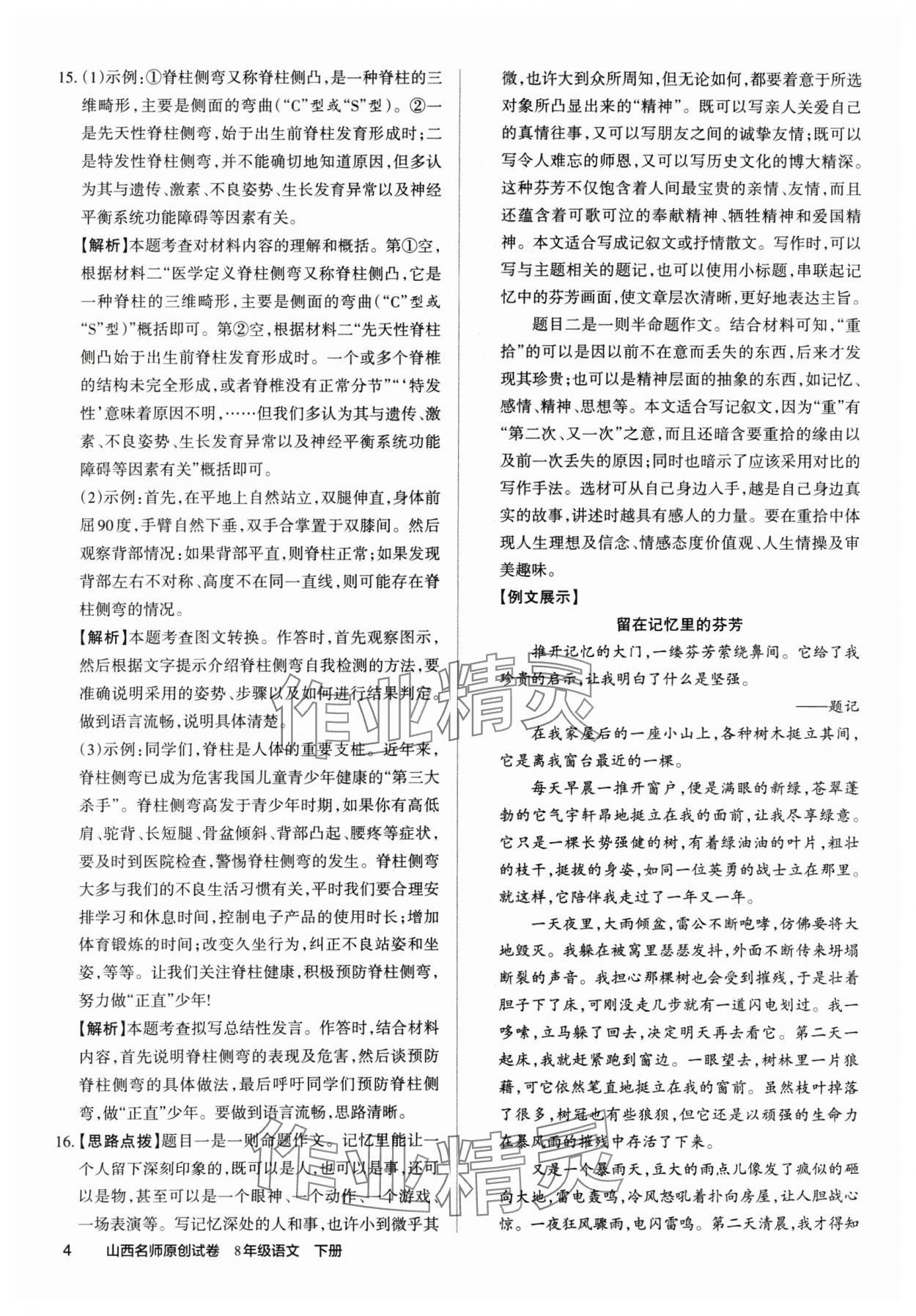 2025年山西名師原創(chuàng)試卷八年級(jí)語(yǔ)文下冊(cè)人教版 參考答案第3頁(yè)