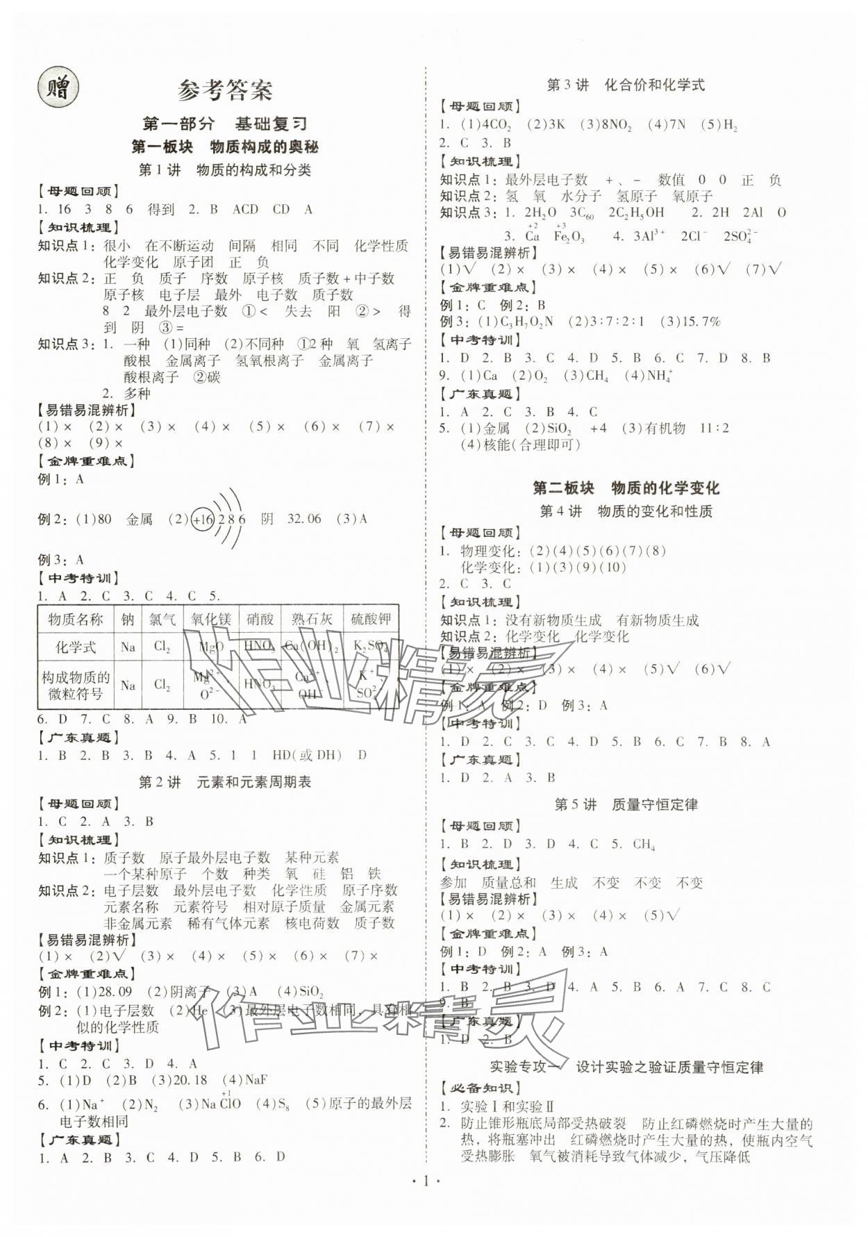 2024年金牌中考總復習化學 第1頁