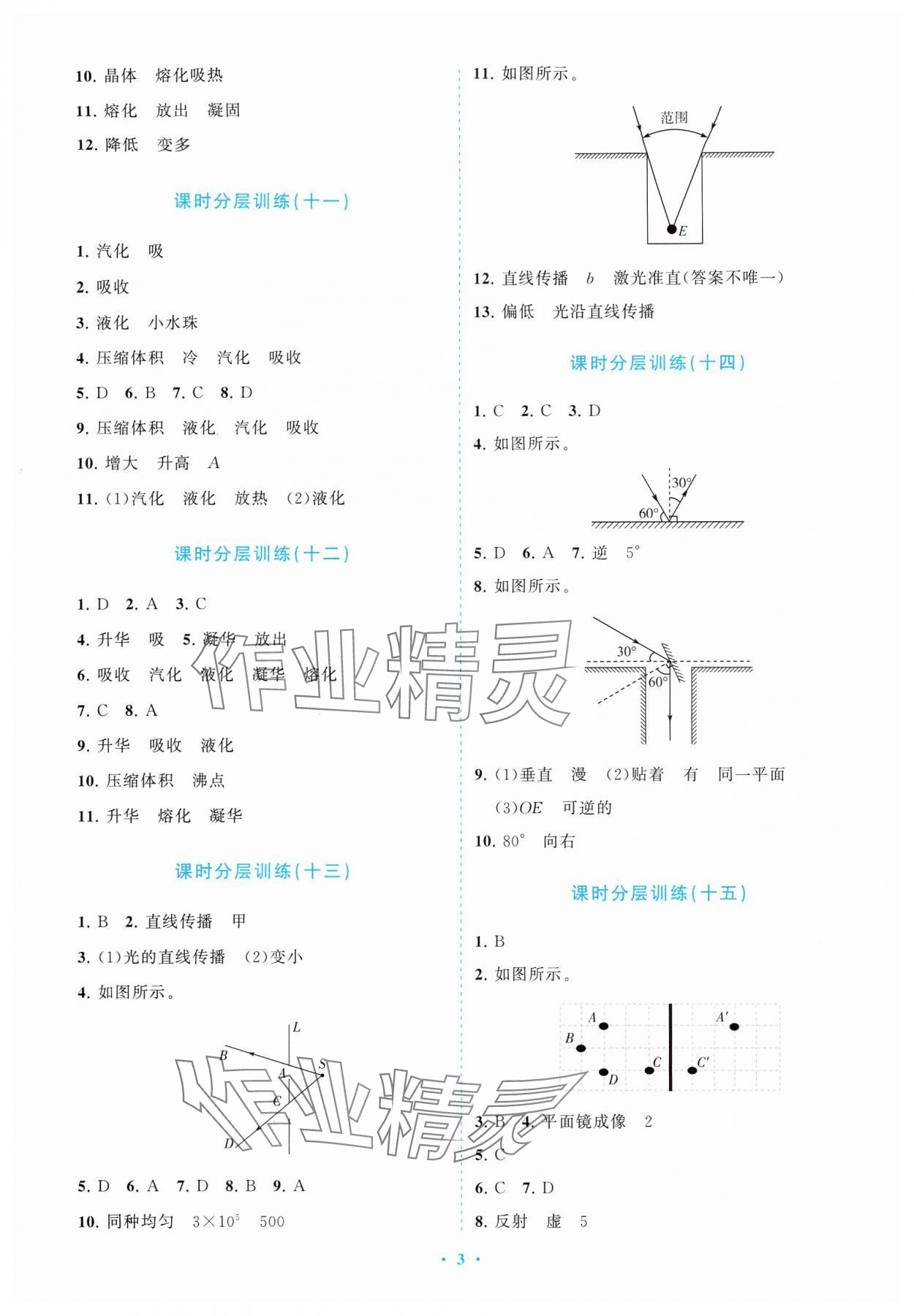 2024年课标新卷八年级物理上册人教版 参考答案第3页