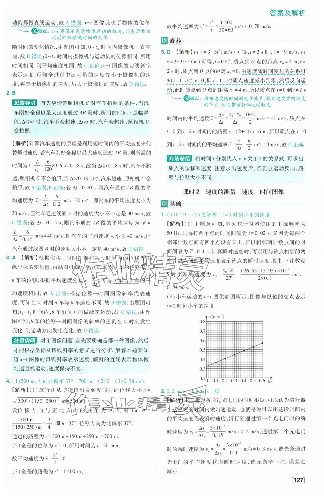 2024年高中必刷題高中物理必修第一冊(cè)人教版 參考答案第6頁(yè)