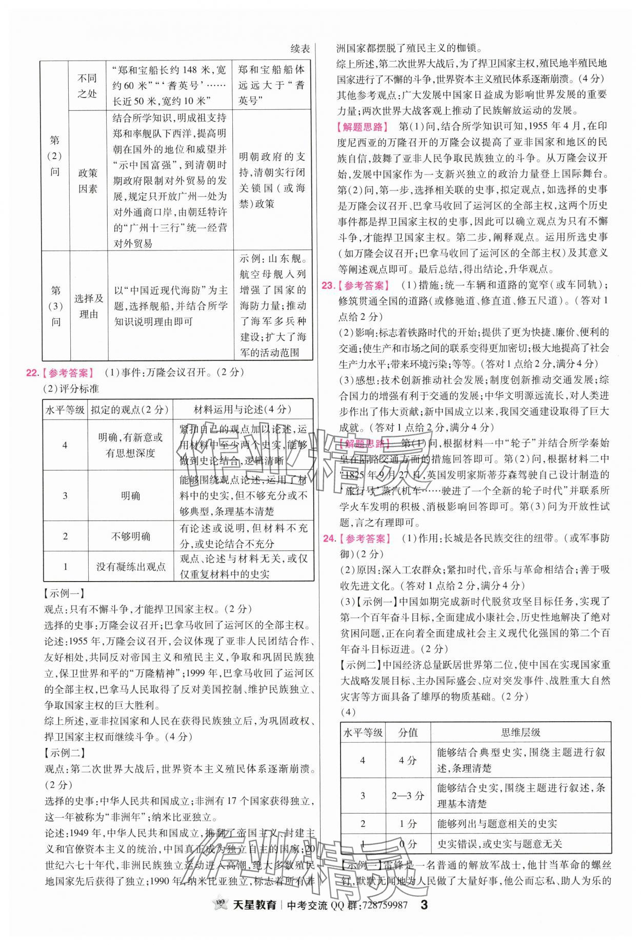 2024年金考卷45套汇编历史江西专版 参考答案第3页