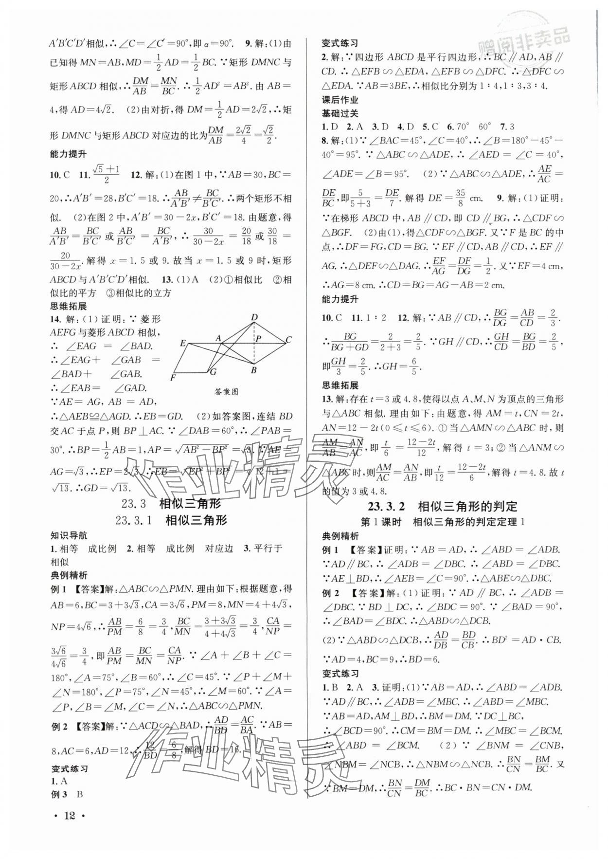 2024年培優課堂九年級數學全一冊華師大版四川專版 第12頁