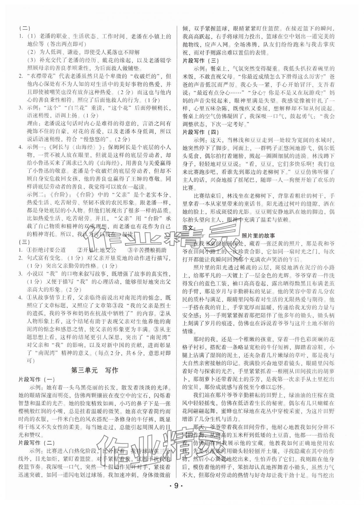 2025年基础精练七年级语文下册人教版深圳专版 第9页