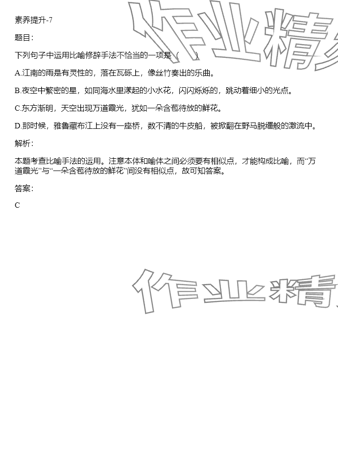 2024年同步实践评价课程基础训练六年级语文下册人教版 参考答案第30页