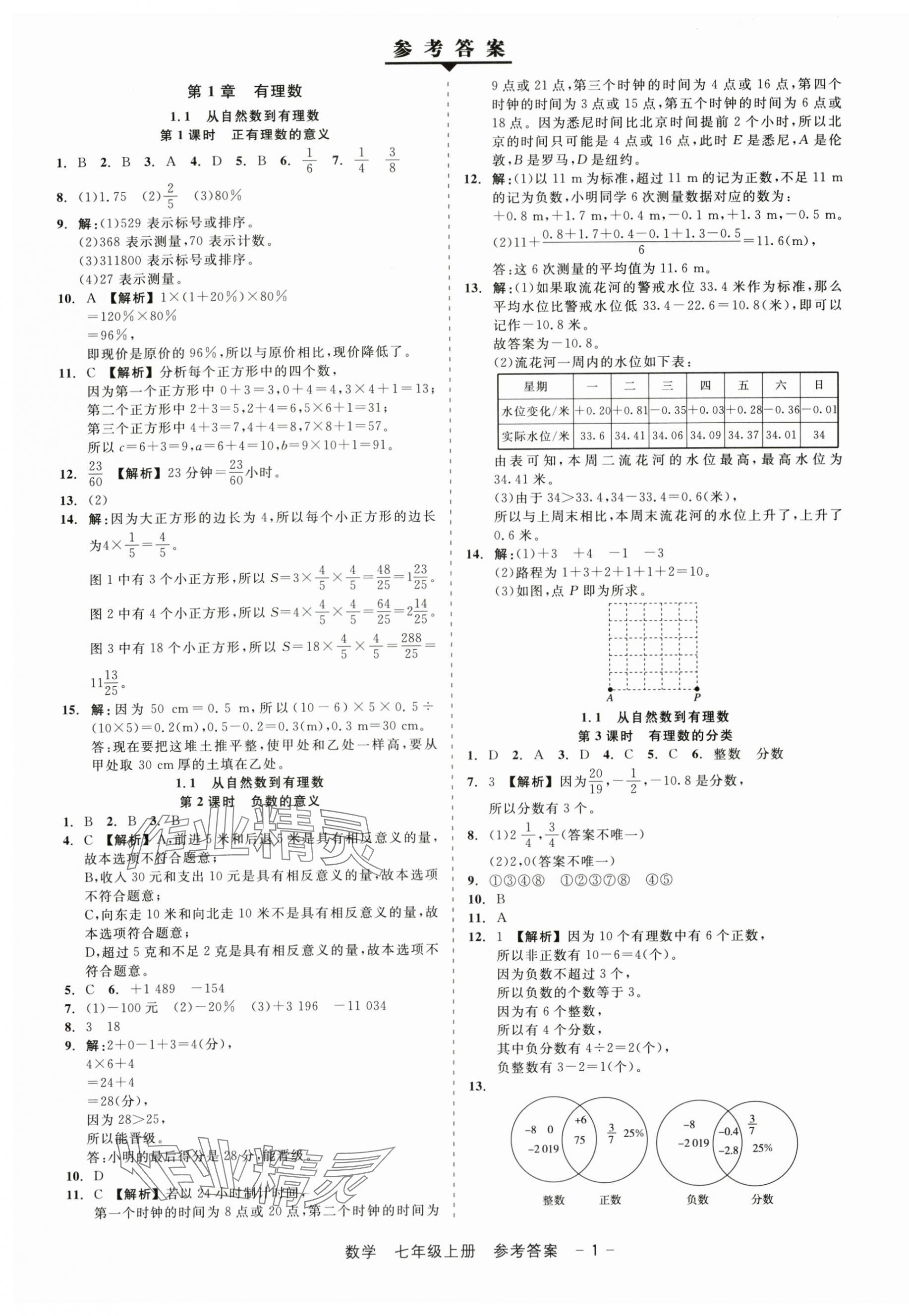 2025年精彩三年就练这一本七年级数学上册浙教版 第1页