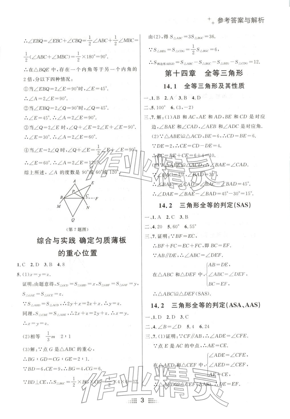 2025年点石成金金牌夺冠八年级数学上册人教版辽宁专版 参考答案第3页