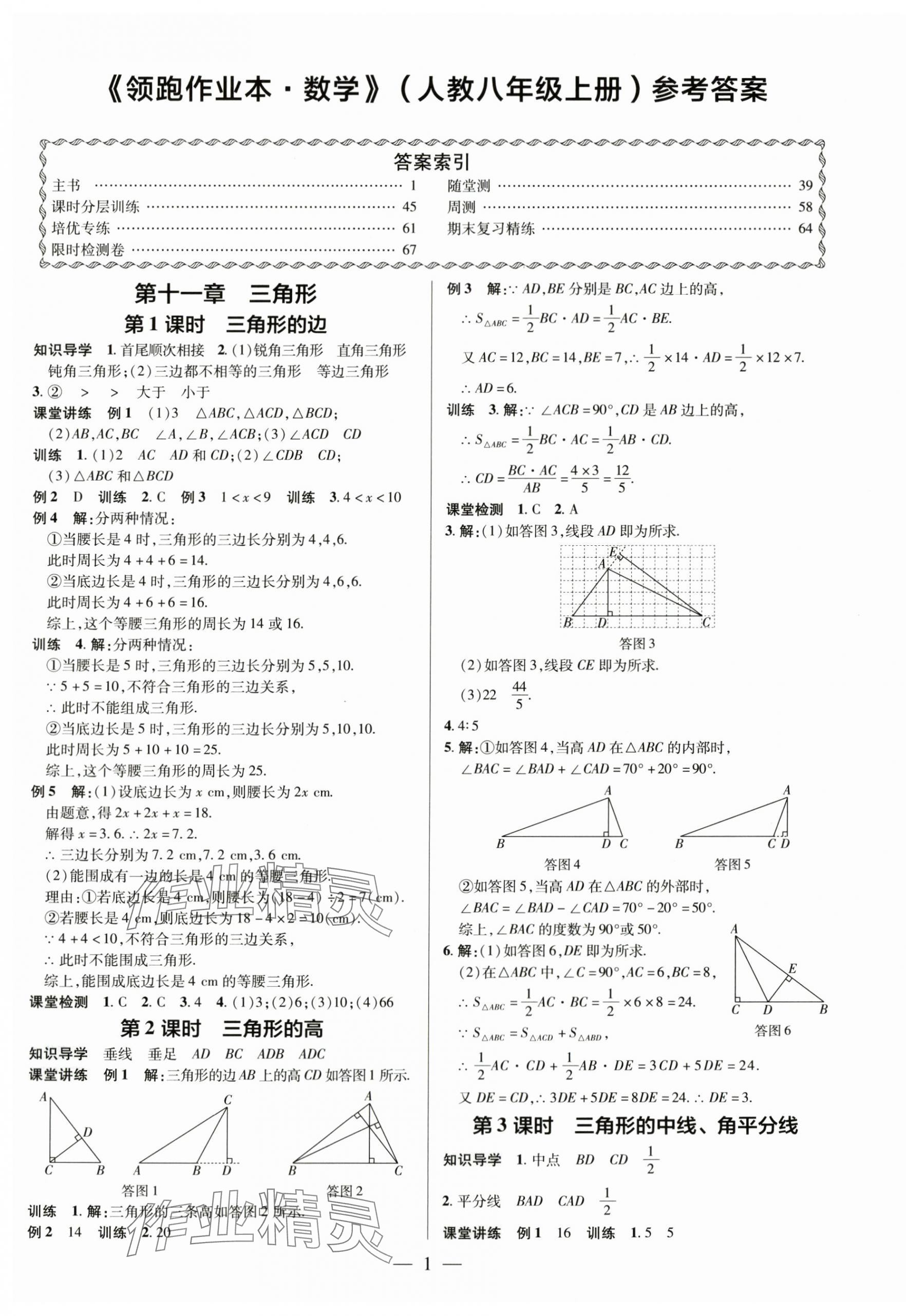 2024年領(lǐng)跑作業(yè)本八年級數(shù)學(xué)上冊人教版廣東專版 第1頁