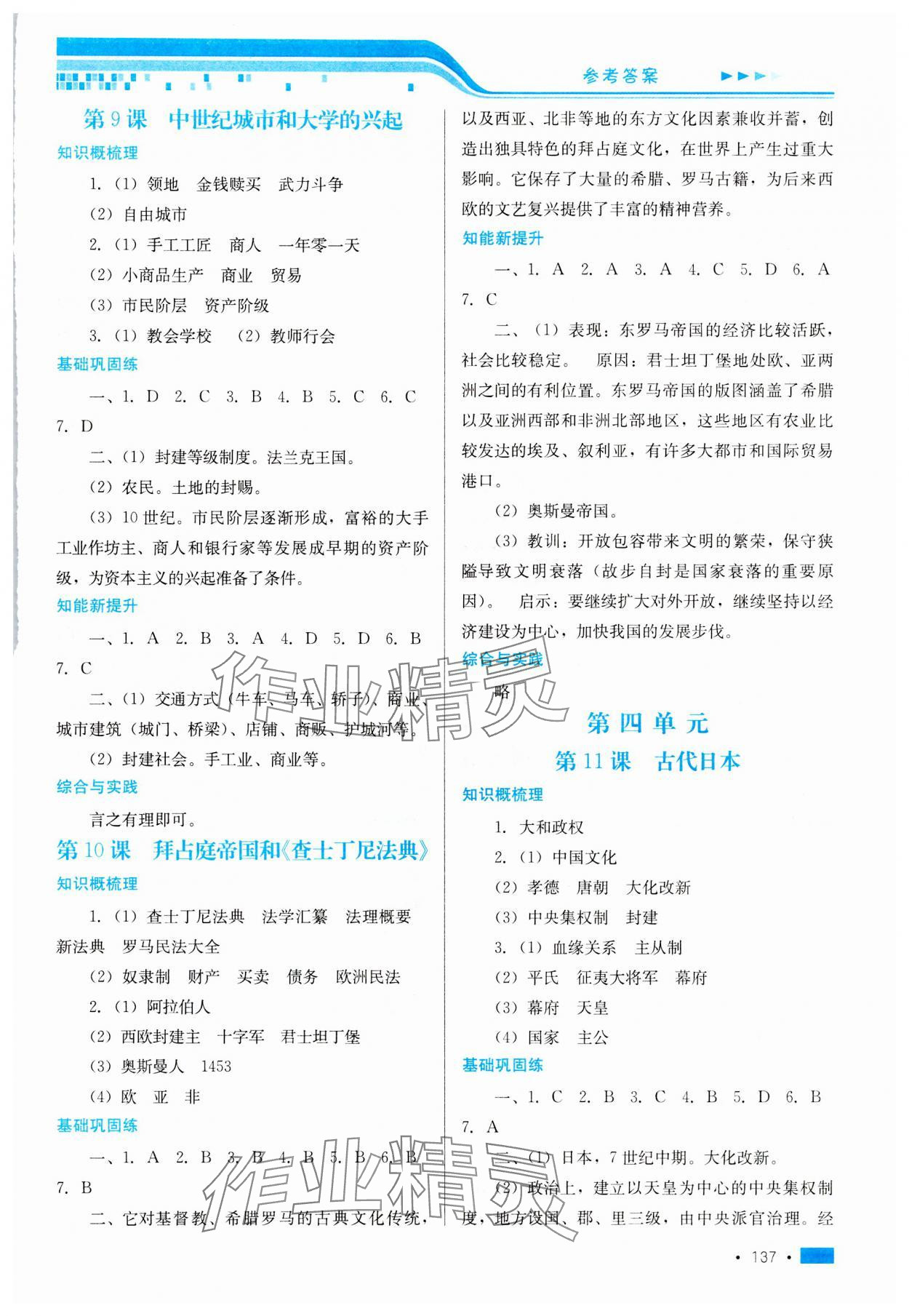 2024年新练习巩固方案九年级历史全一册人教版 第5页
