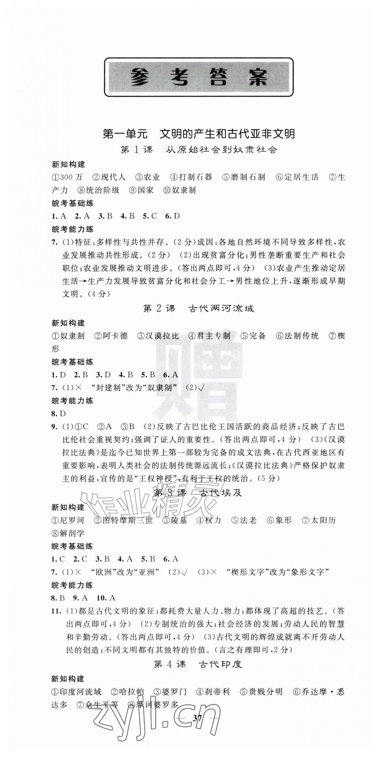 2026年课堂点睛九年级历史上册人教版安徽专版&nbsp;第1页