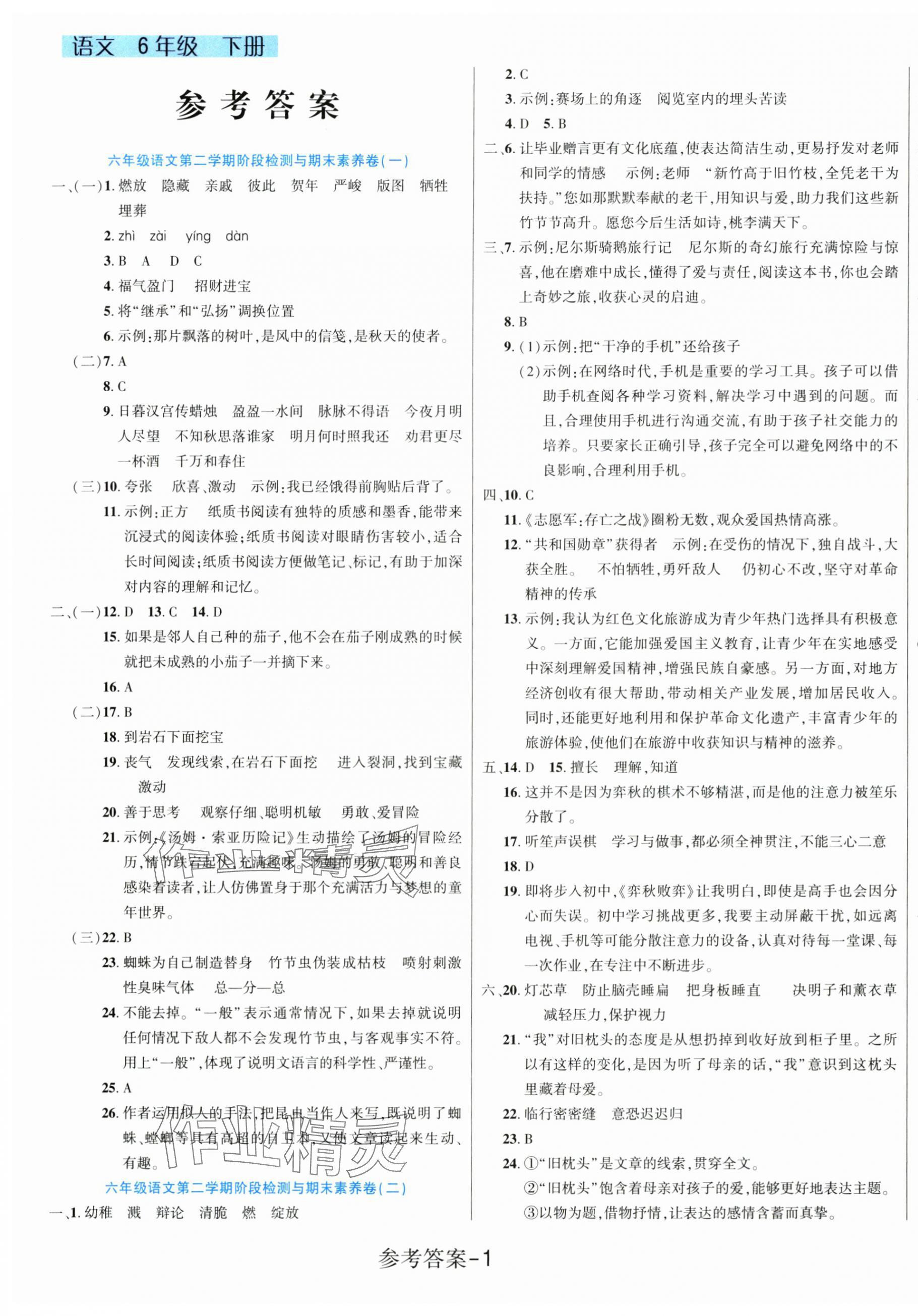 2025年名校題典六年級語文下冊人教版 第1頁