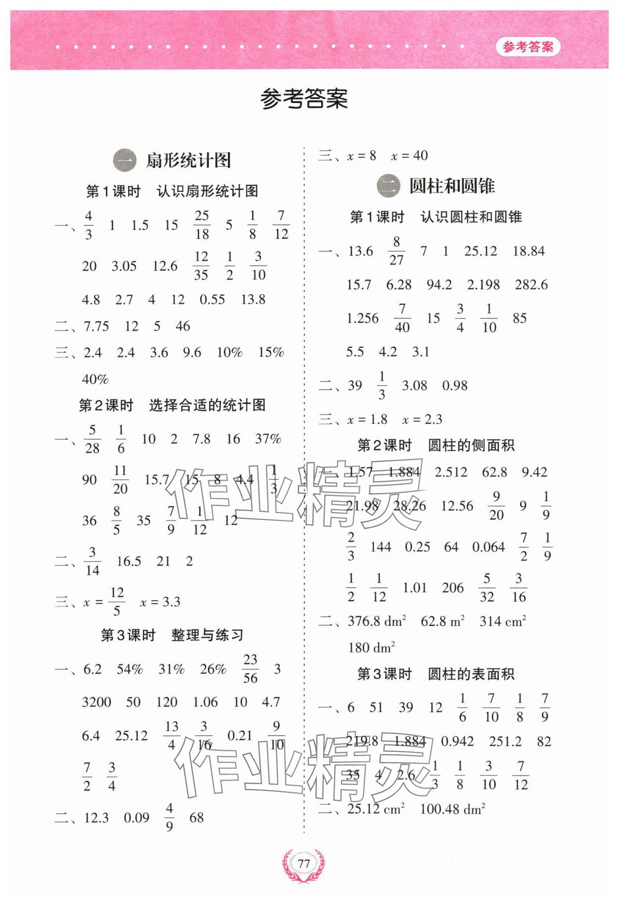 2024年經(jīng)典口算六年級(jí)數(shù)學(xué)下冊(cè)蘇教版 參考答案第1頁(yè)