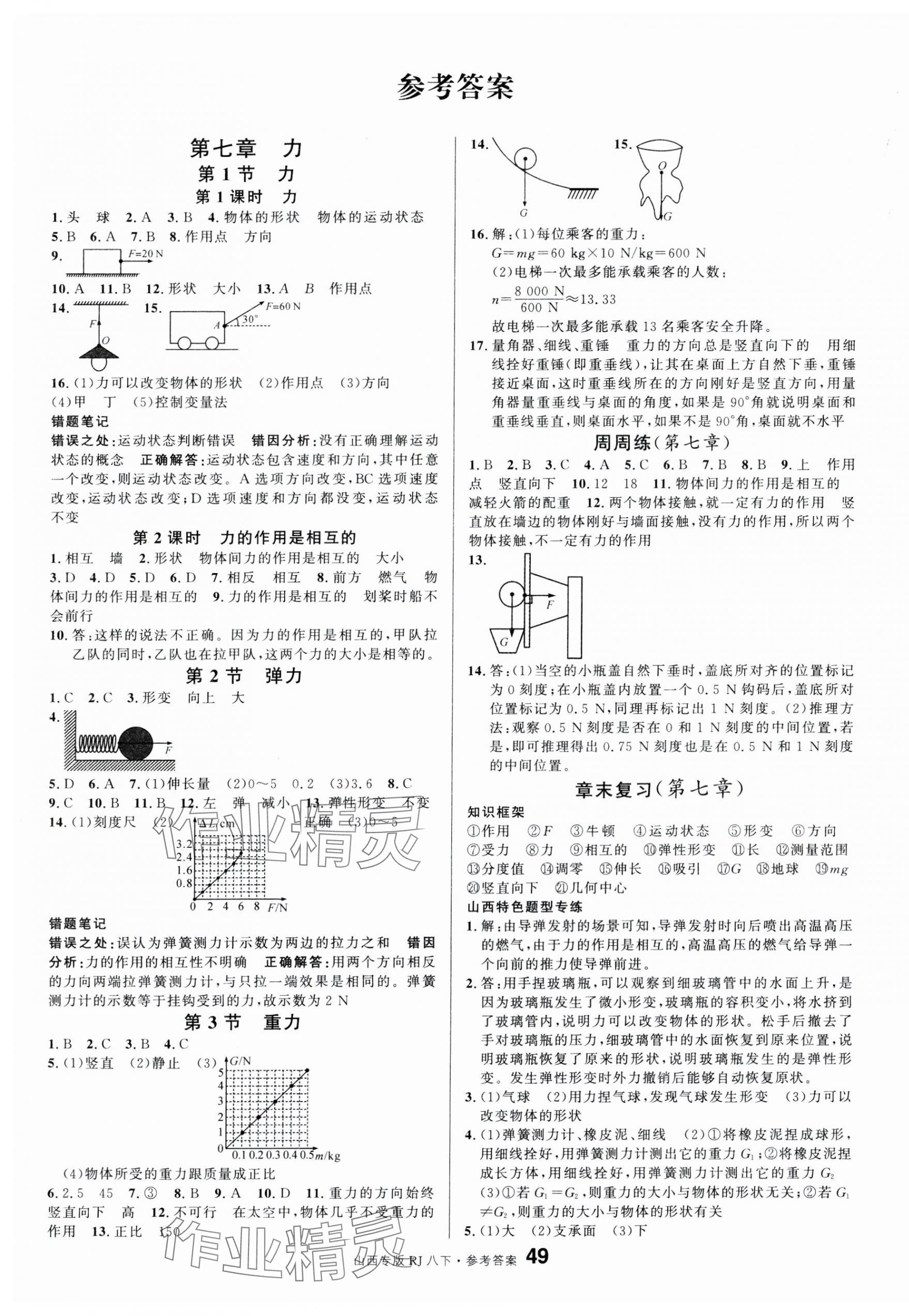 2025年名校課堂八年級物理下冊人教版山西專版 第1頁