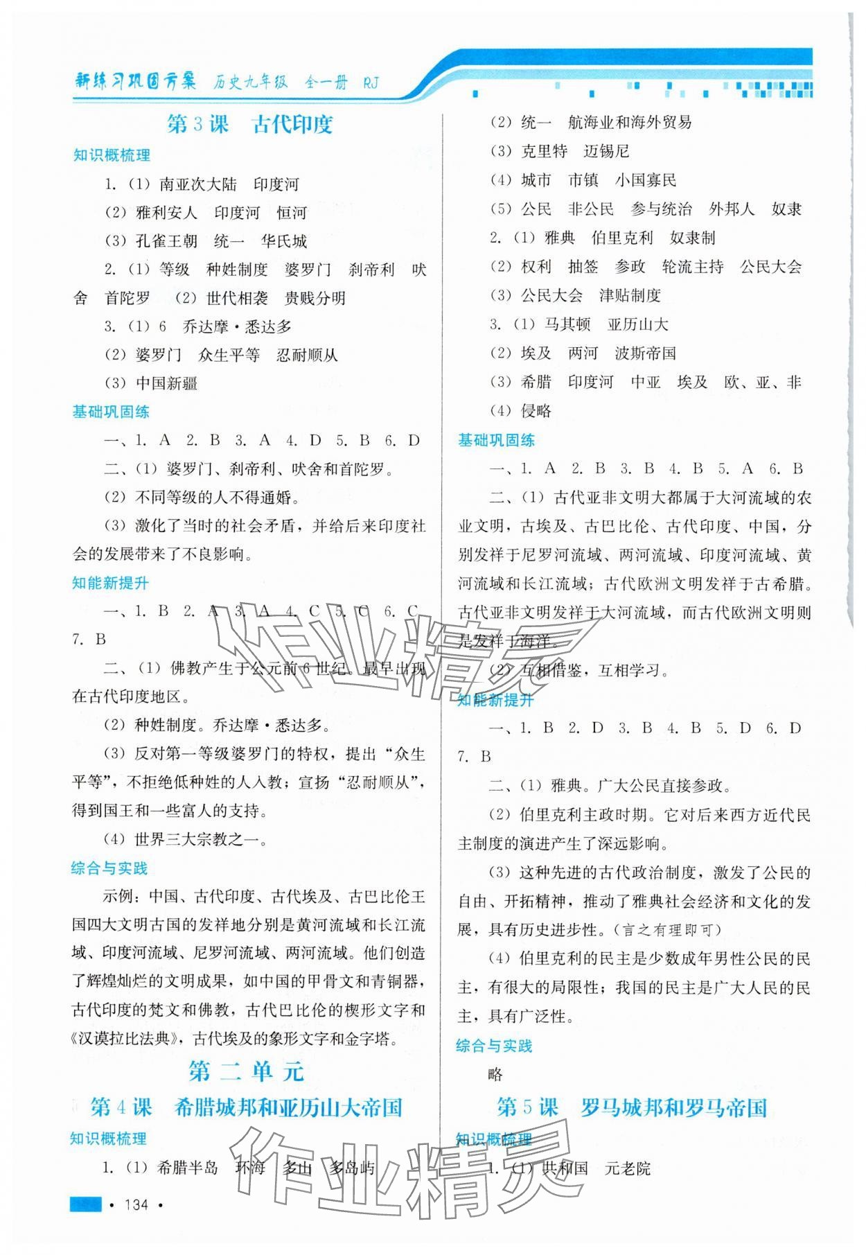 2024年新练习巩固方案九年级历史全一册人教版 第2页