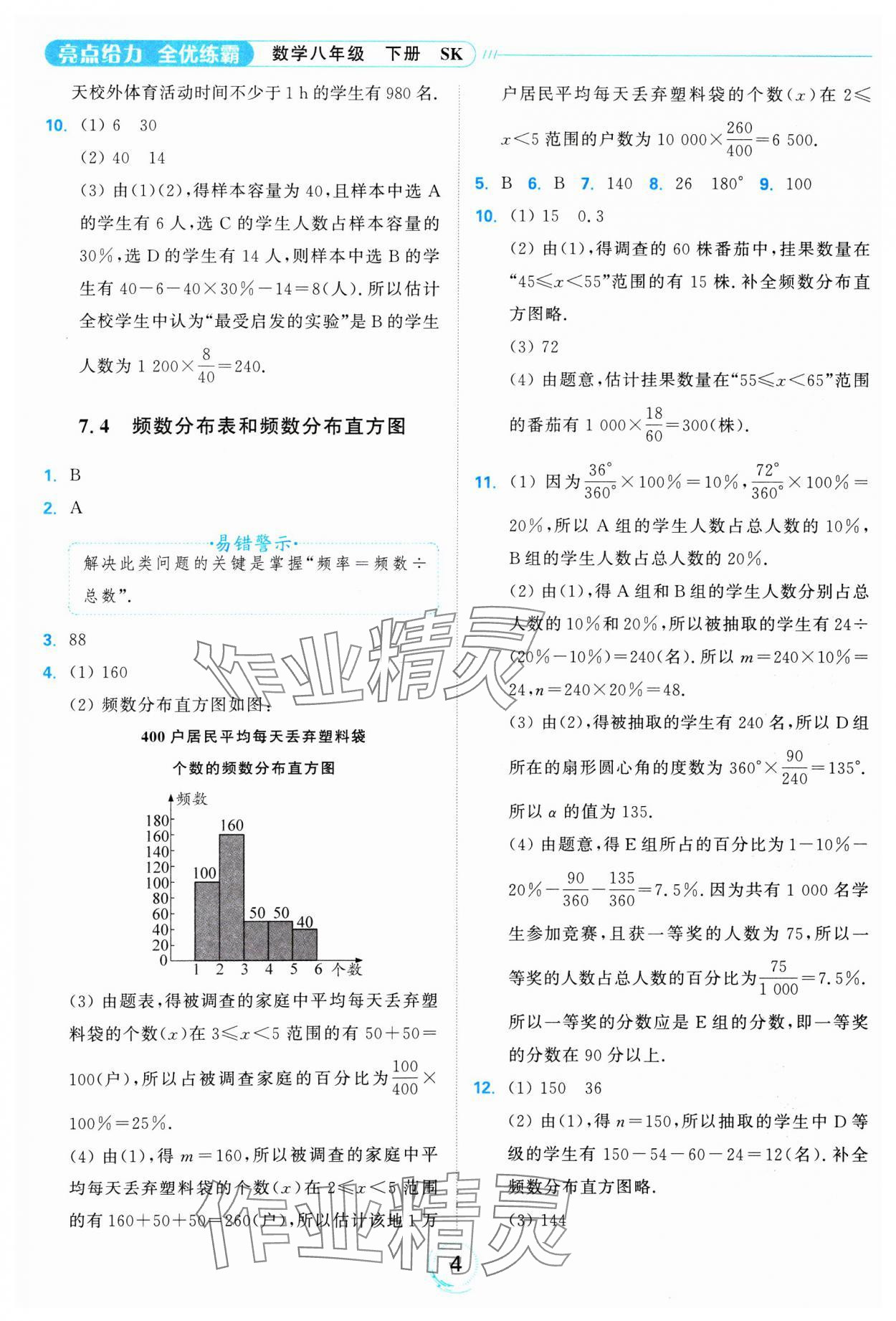 2025年亮點(diǎn)給力全優(yōu)練霸八年級(jí)數(shù)學(xué)下冊(cè)蘇科版 參考答案第4頁(yè)