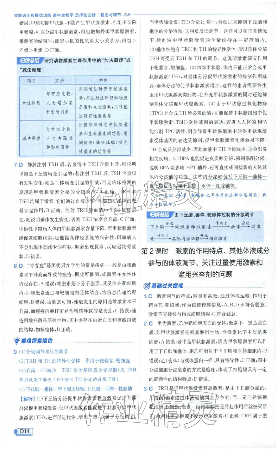 2026年實(shí)驗(yàn)班提優(yōu)訓(xùn)練高中生物選擇性必修第一冊蘇教版&nbsp;第14頁