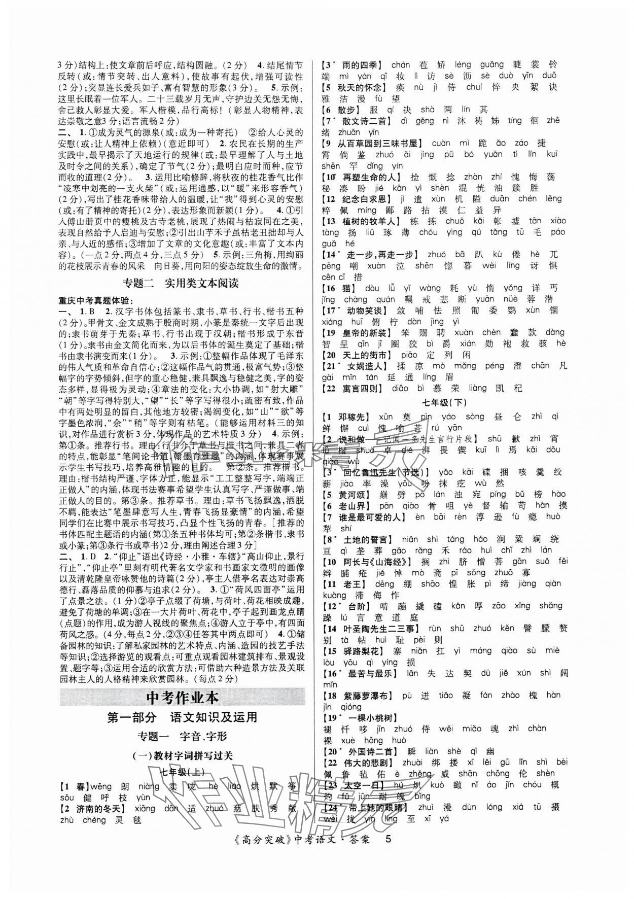 2025年高分突破中考总复习方案语文中考重庆专版 第5页