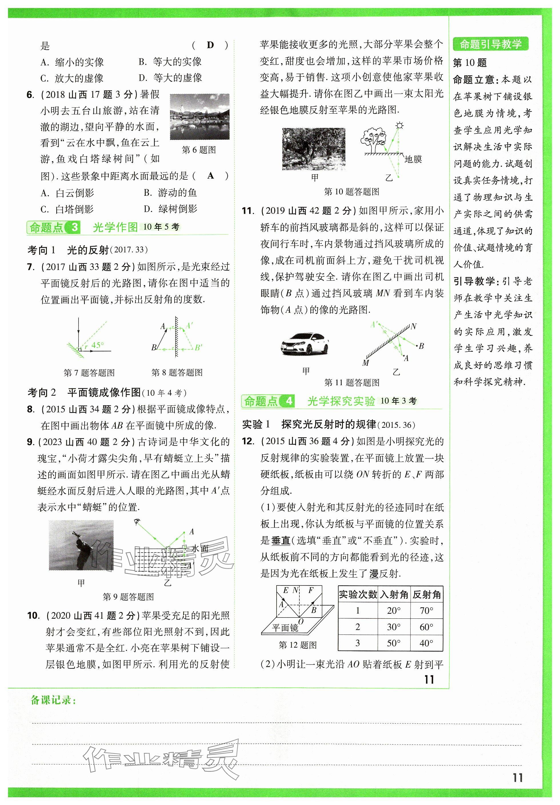 2024年萬唯中考試題研究物理山西專版 參考答案第11頁