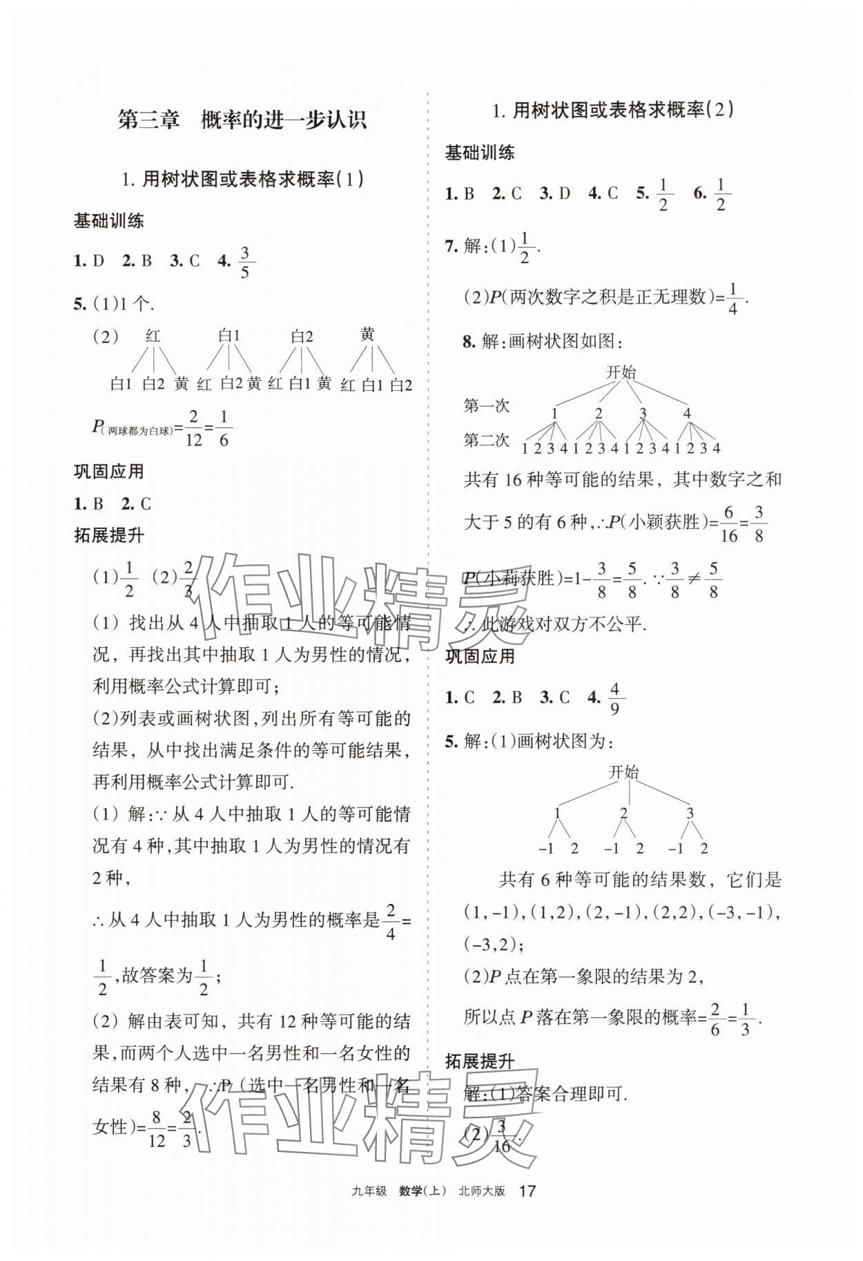 2025年学习之友九年级数学上册北师大版 参考答案第17页