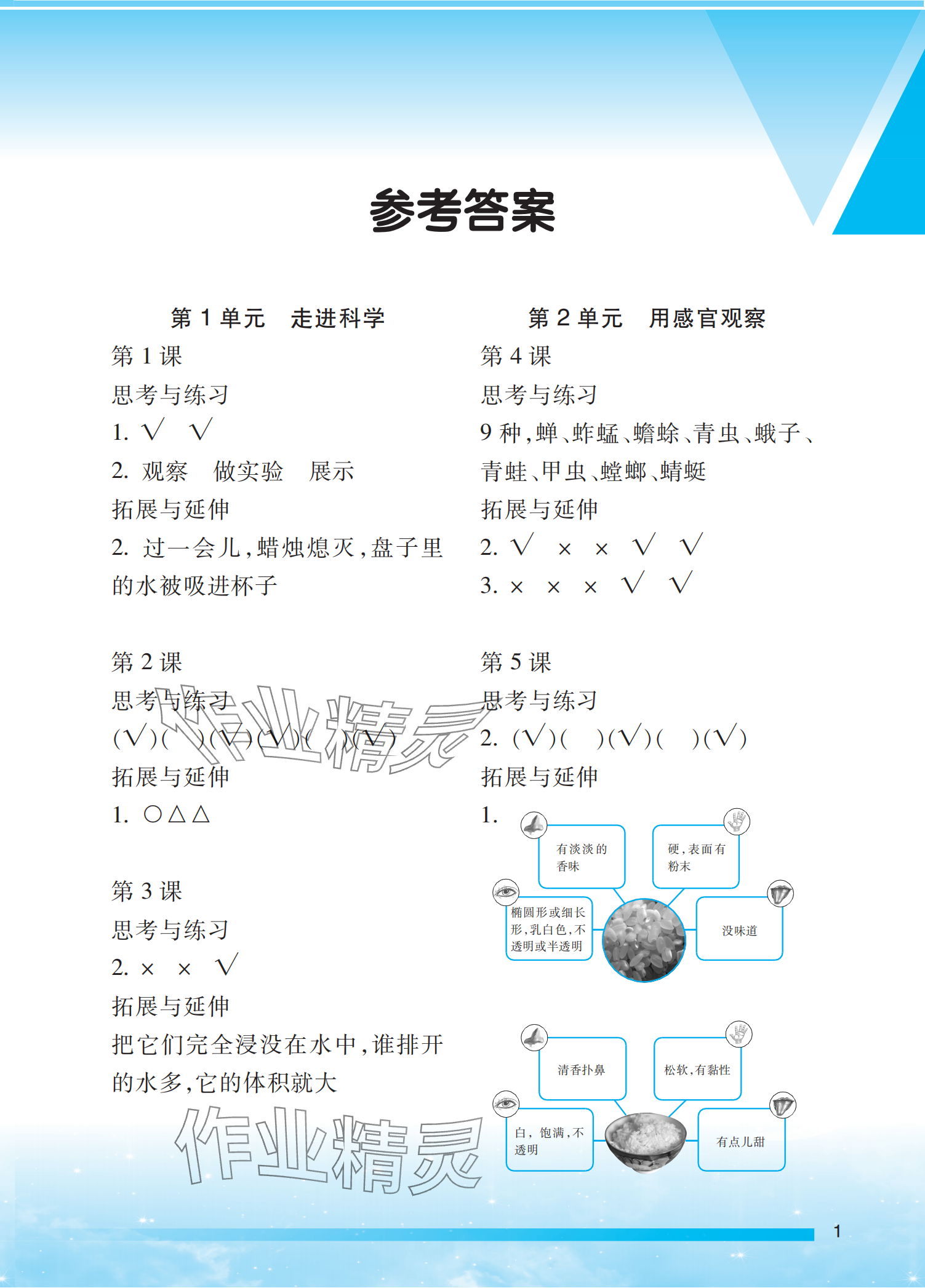 2023年小學(xué)科學(xué)實(shí)驗(yàn)冊(cè)一年級(jí)上冊(cè)蘇教版 參考答案第1頁(yè)