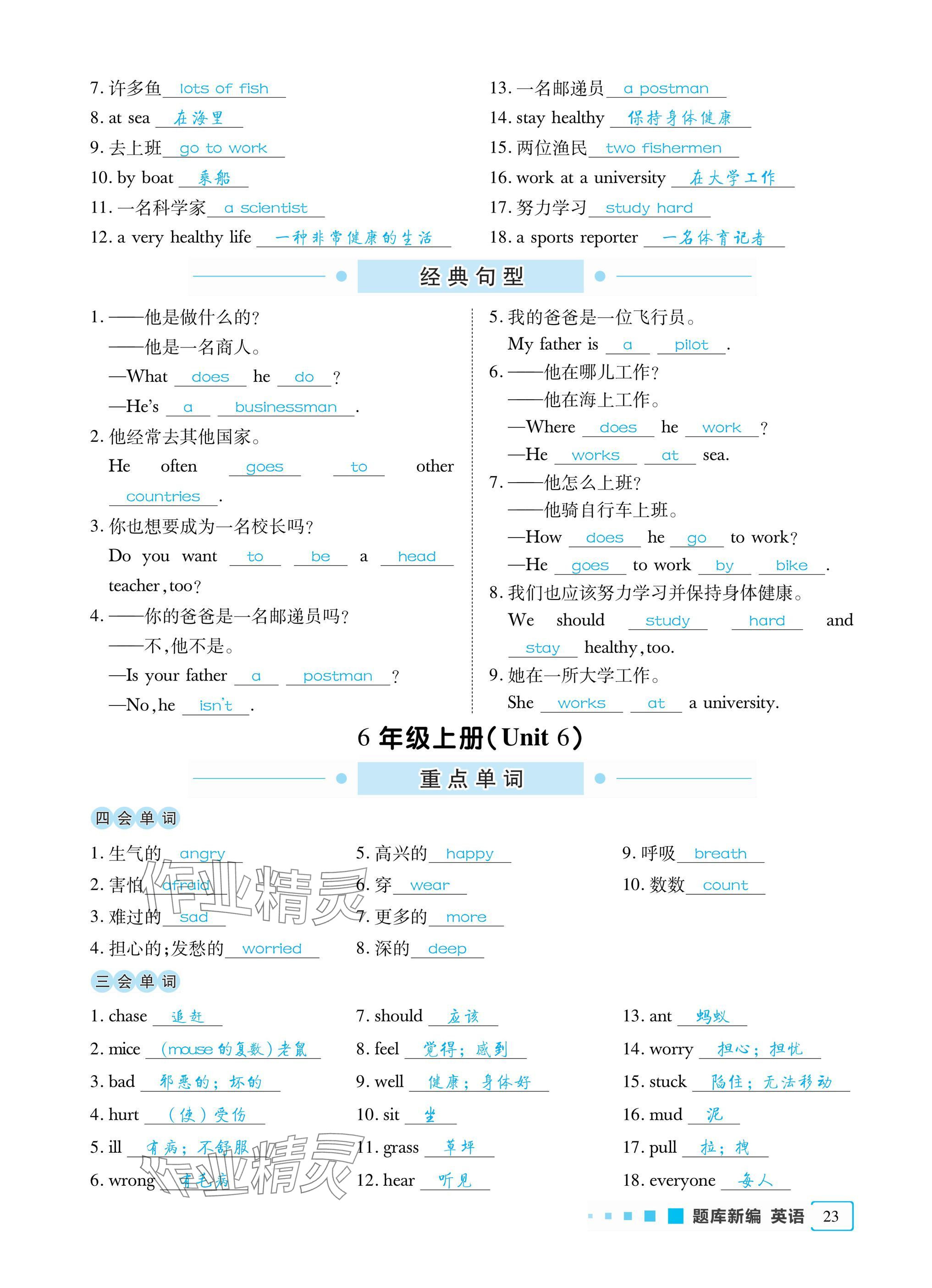 2025年小學題庫新編畢業總復習一本全英語 參考答案第23頁