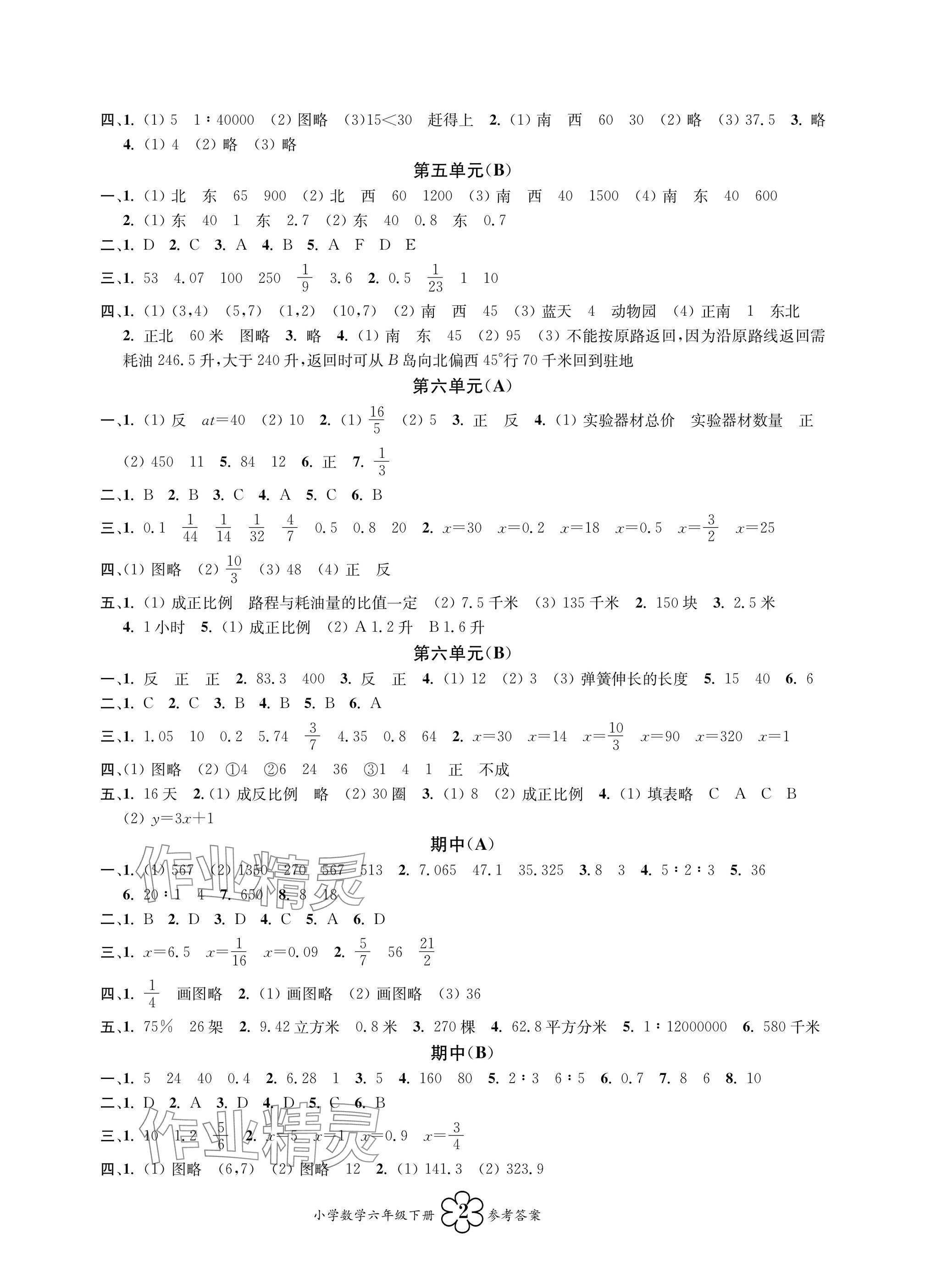 2025年導(dǎo)學(xué)優(yōu)道小學(xué)語文數(shù)學(xué)英語檢測六年級下冊 參考答案第6頁