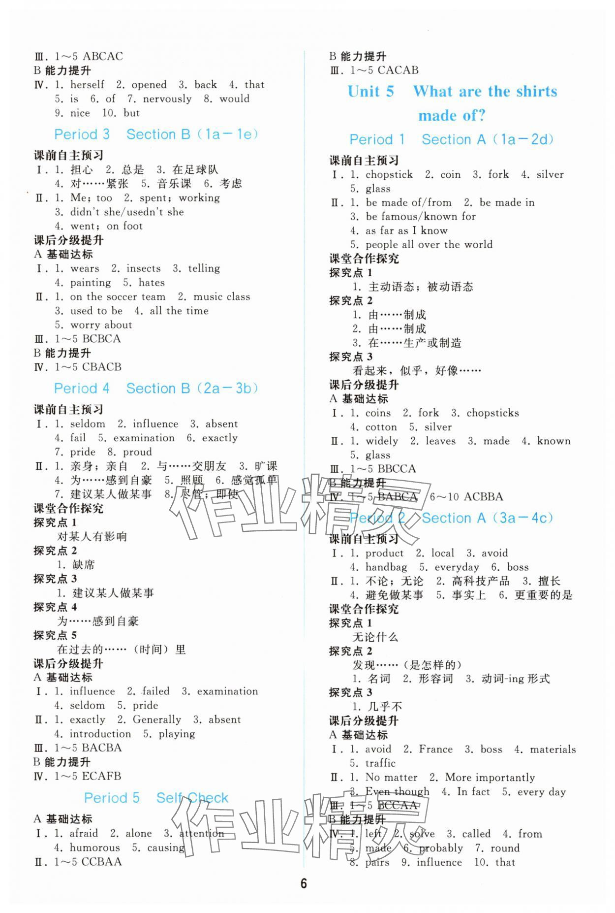 2025年同步轻松练习九年级英语全一册人教版精编版 参考答案第5页