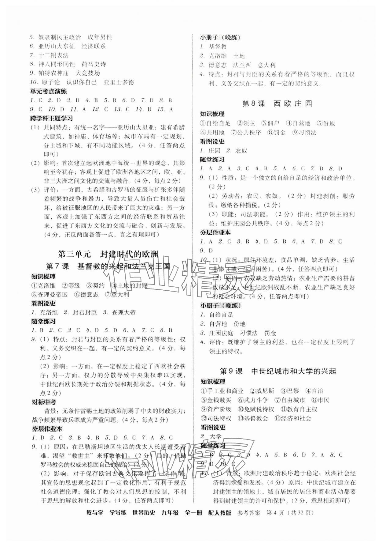 2025年教與學(xué)學(xué)導(dǎo)練九年級歷史全一冊人教版 第4頁