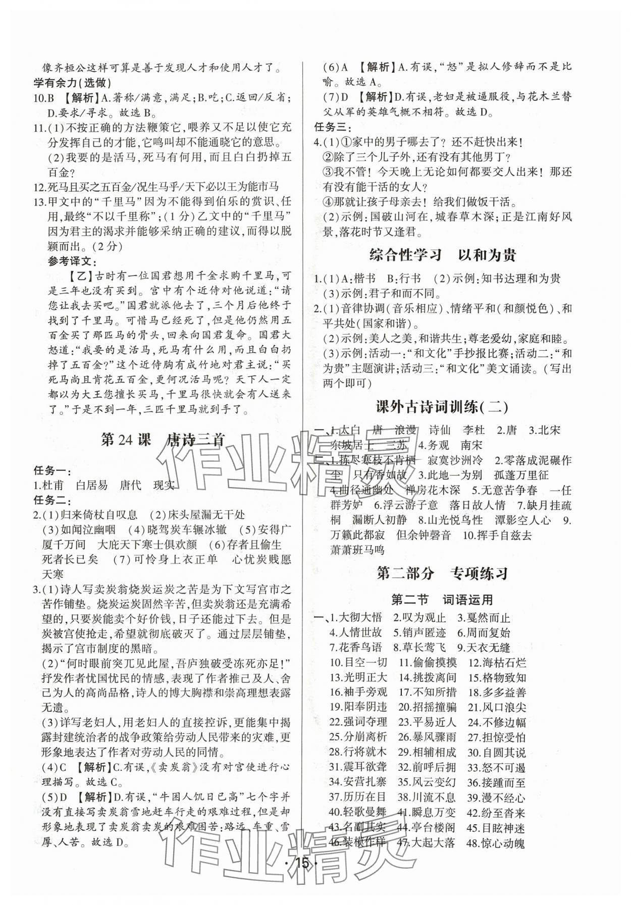 2024年基礎(chǔ)精練八年級(jí)語文下冊(cè)人教版深圳專版 第15頁