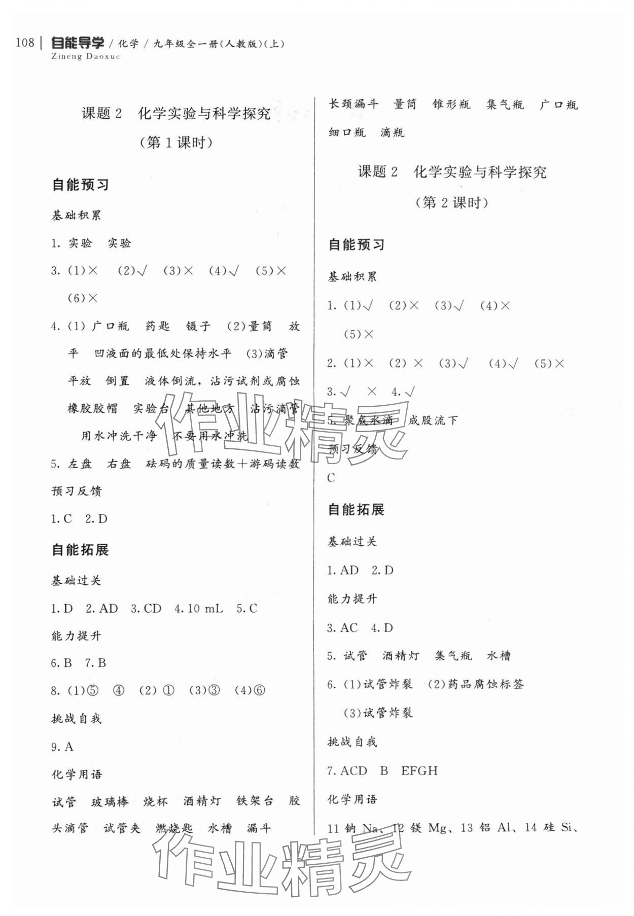 2024年自能导学九年级化学全一册人教版 第2页