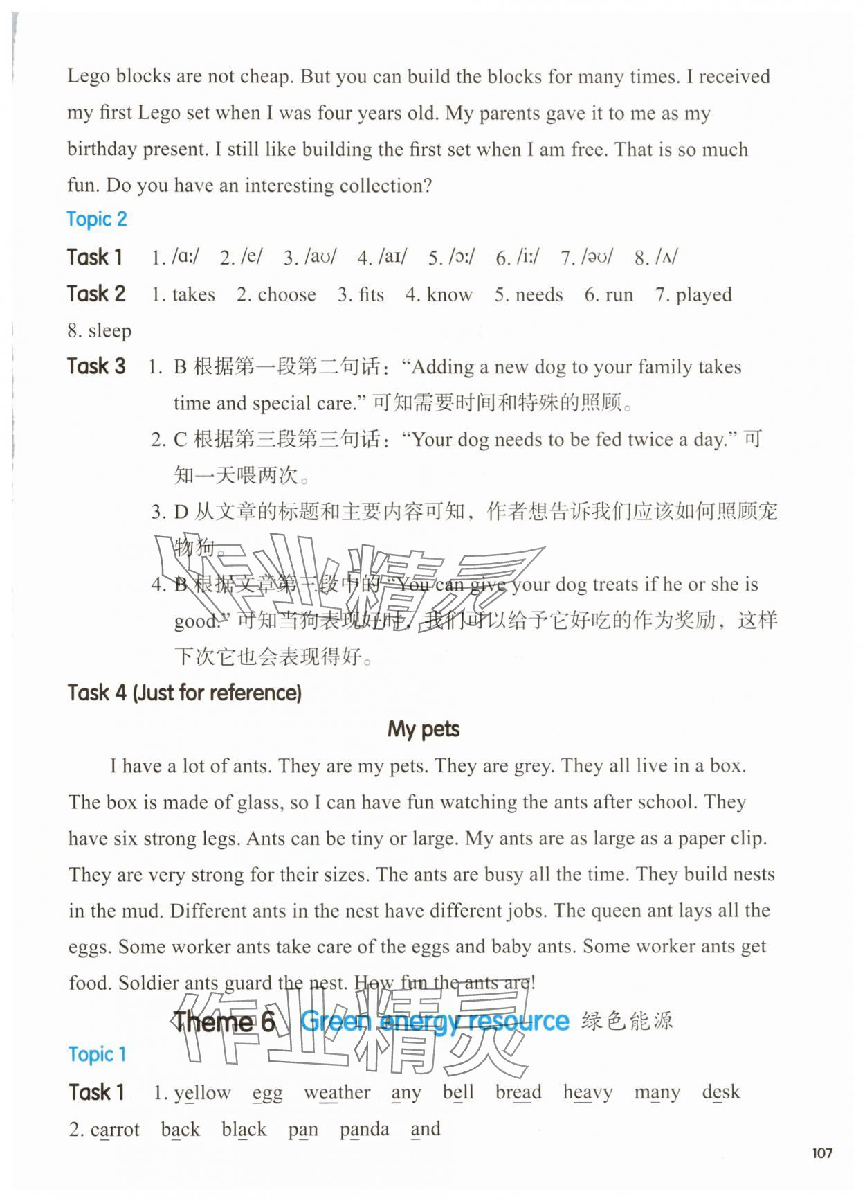 2025年全新英语阅读四年级&nbsp;参考答案第6页