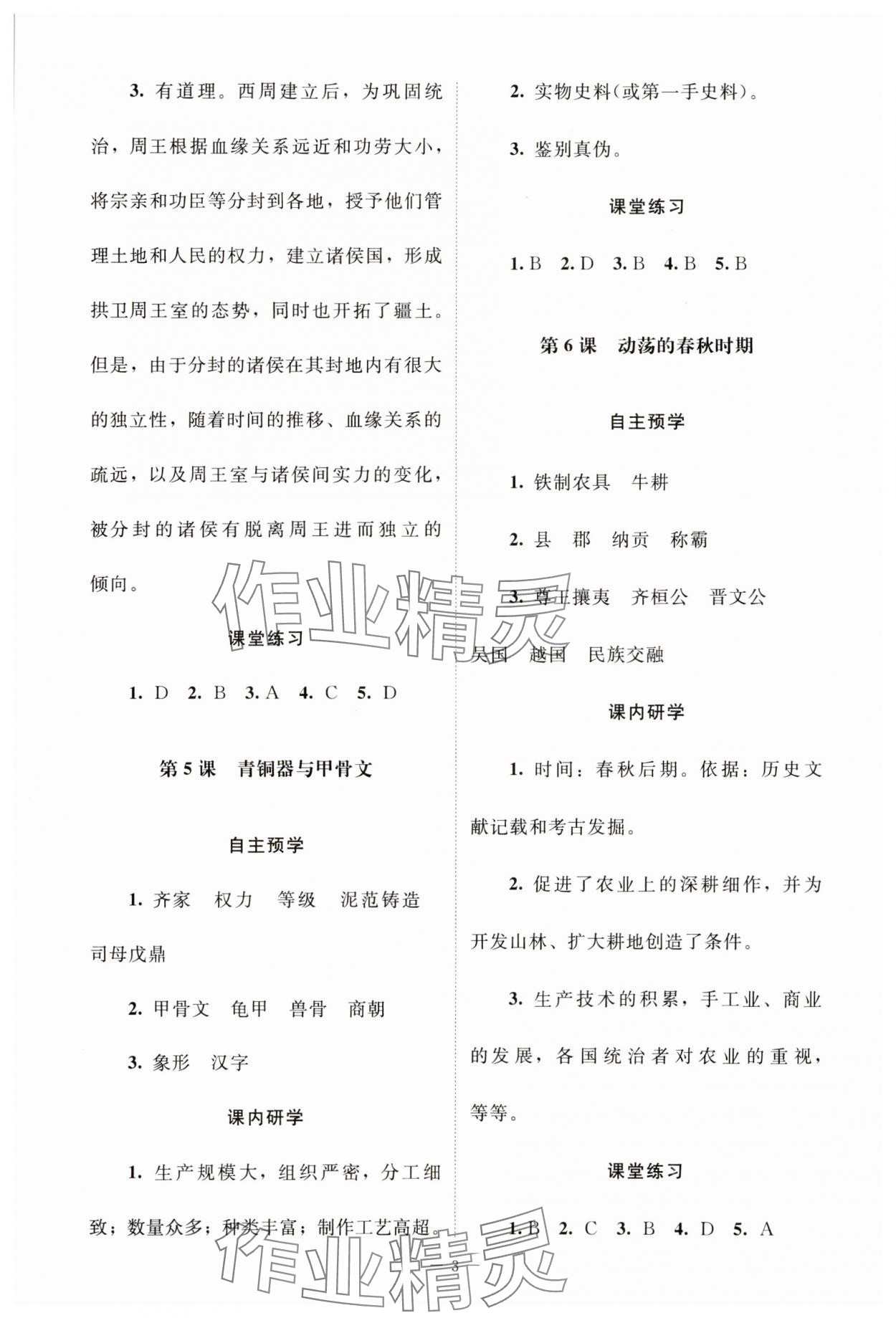 2023年課堂精練七年級(jí)歷史上冊(cè)人教版江蘇專版 第3頁