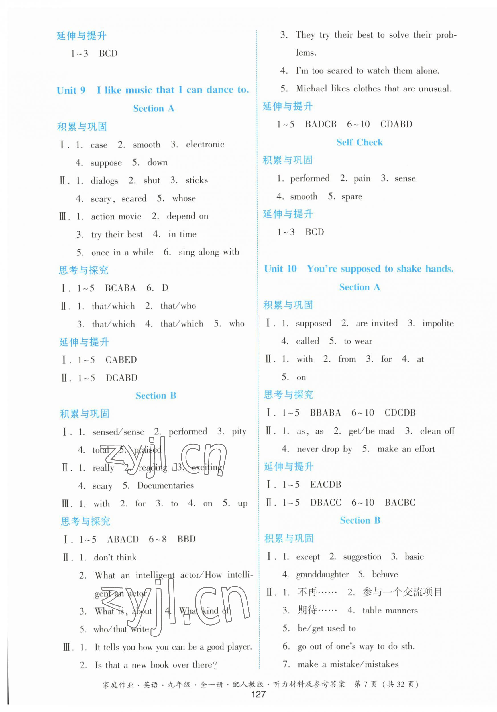 2023年家庭作業(yè)九年級英語全一冊人教版 第7頁