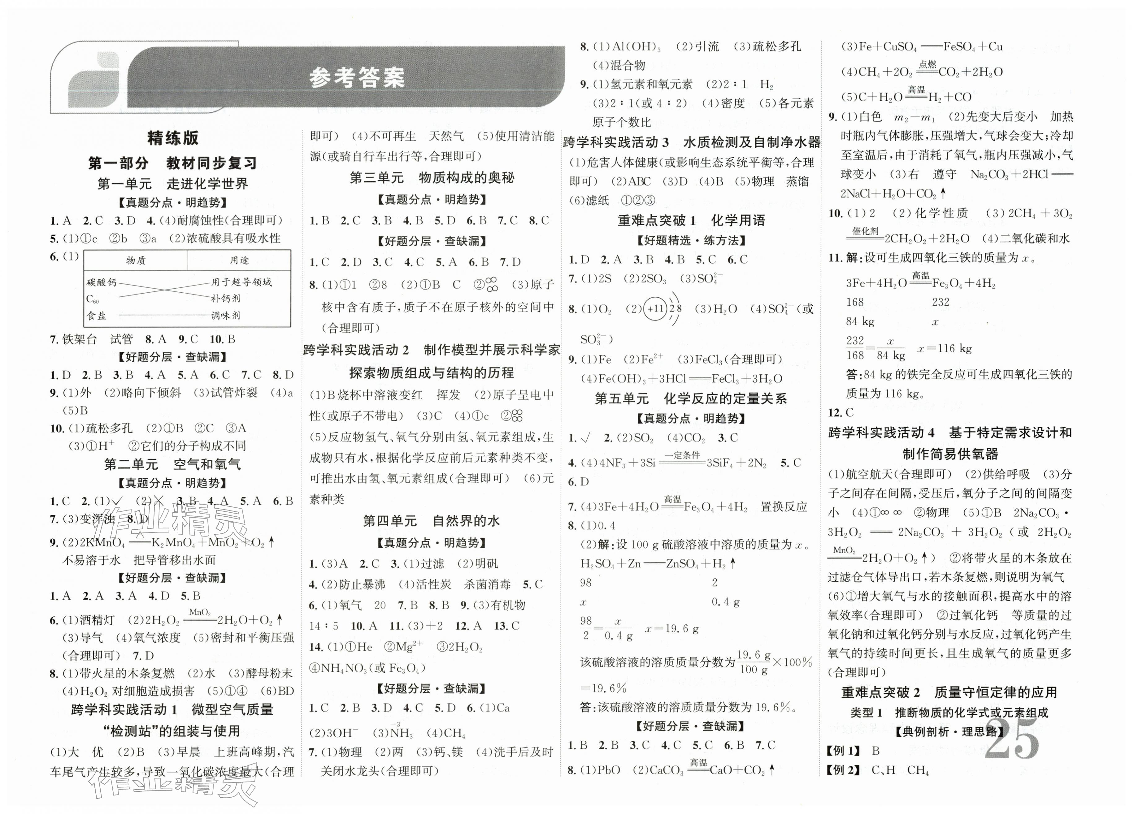 2026年中考总复习优化指导化学中考云南专版&nbsp;第1页