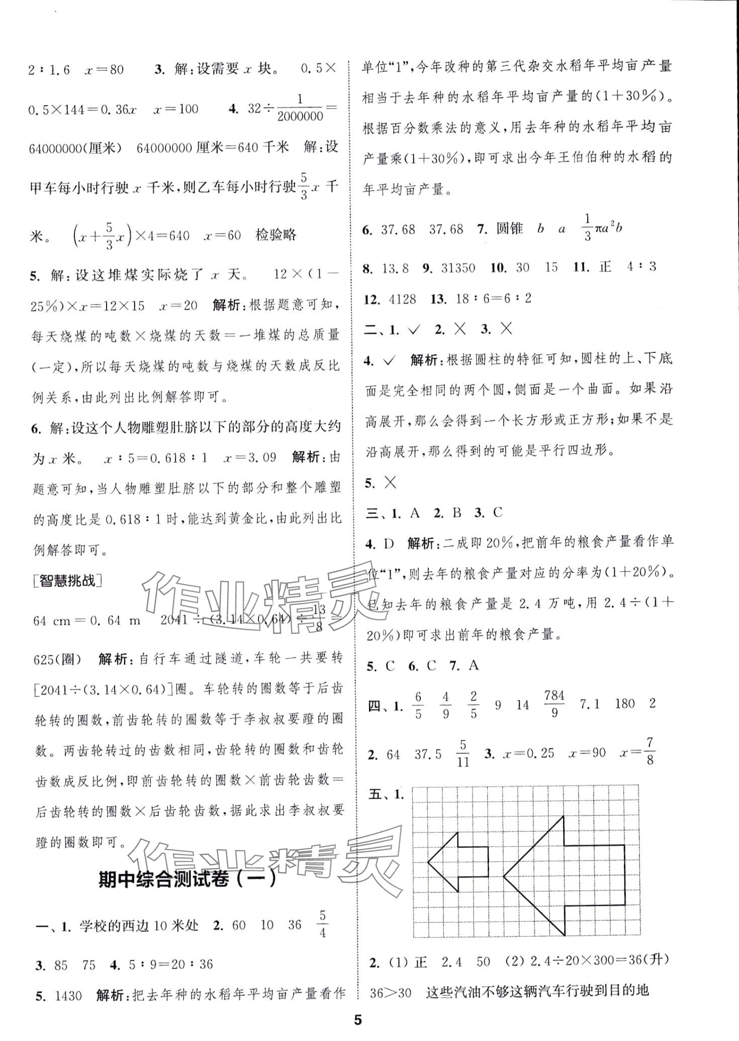 2024年通城學(xué)典卷典六年級(jí)數(shù)學(xué)下冊(cè)人教版 第5頁(yè)