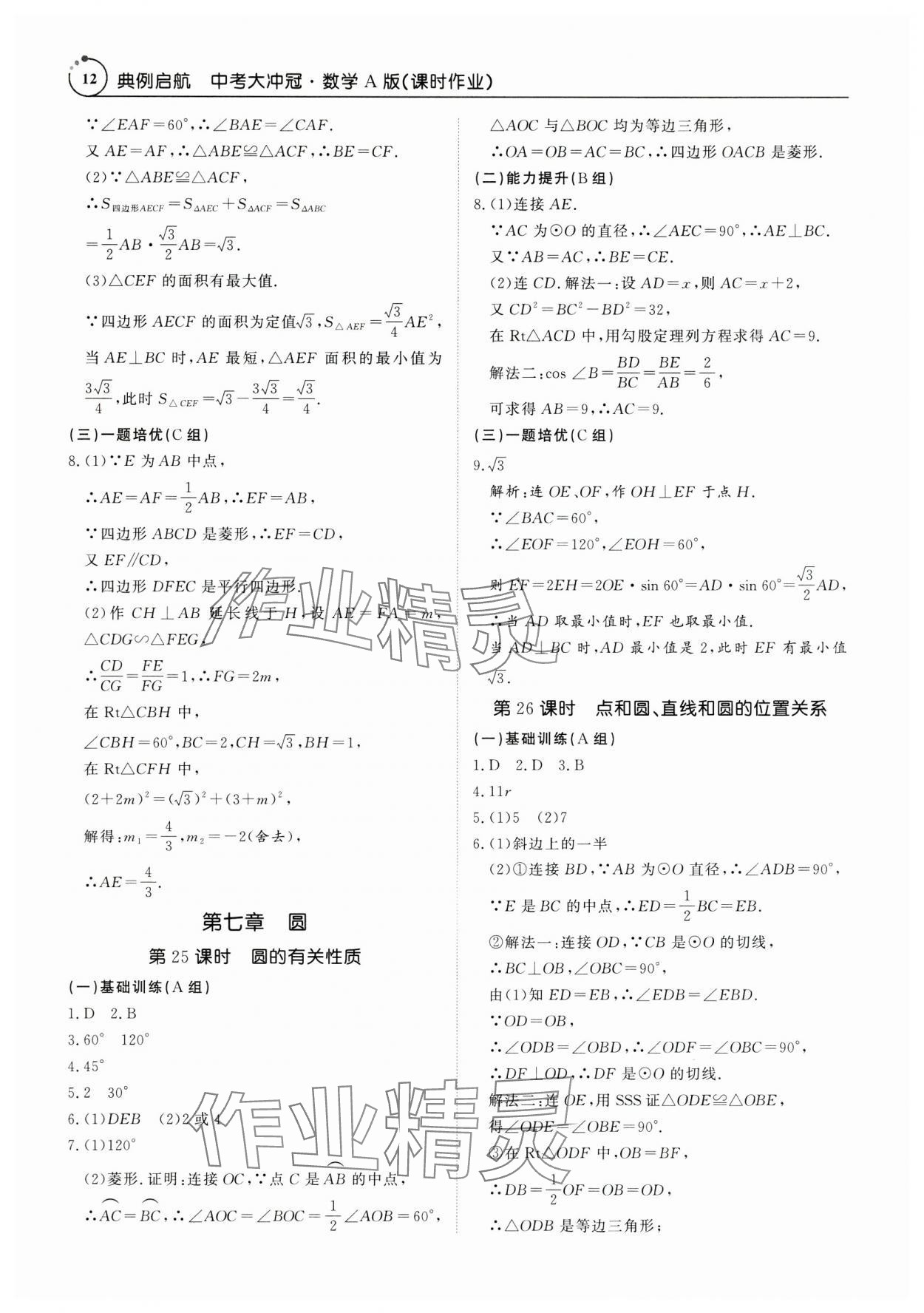 2025年典例啟航中考大沖冠數學廣州專版 參考答案第12頁