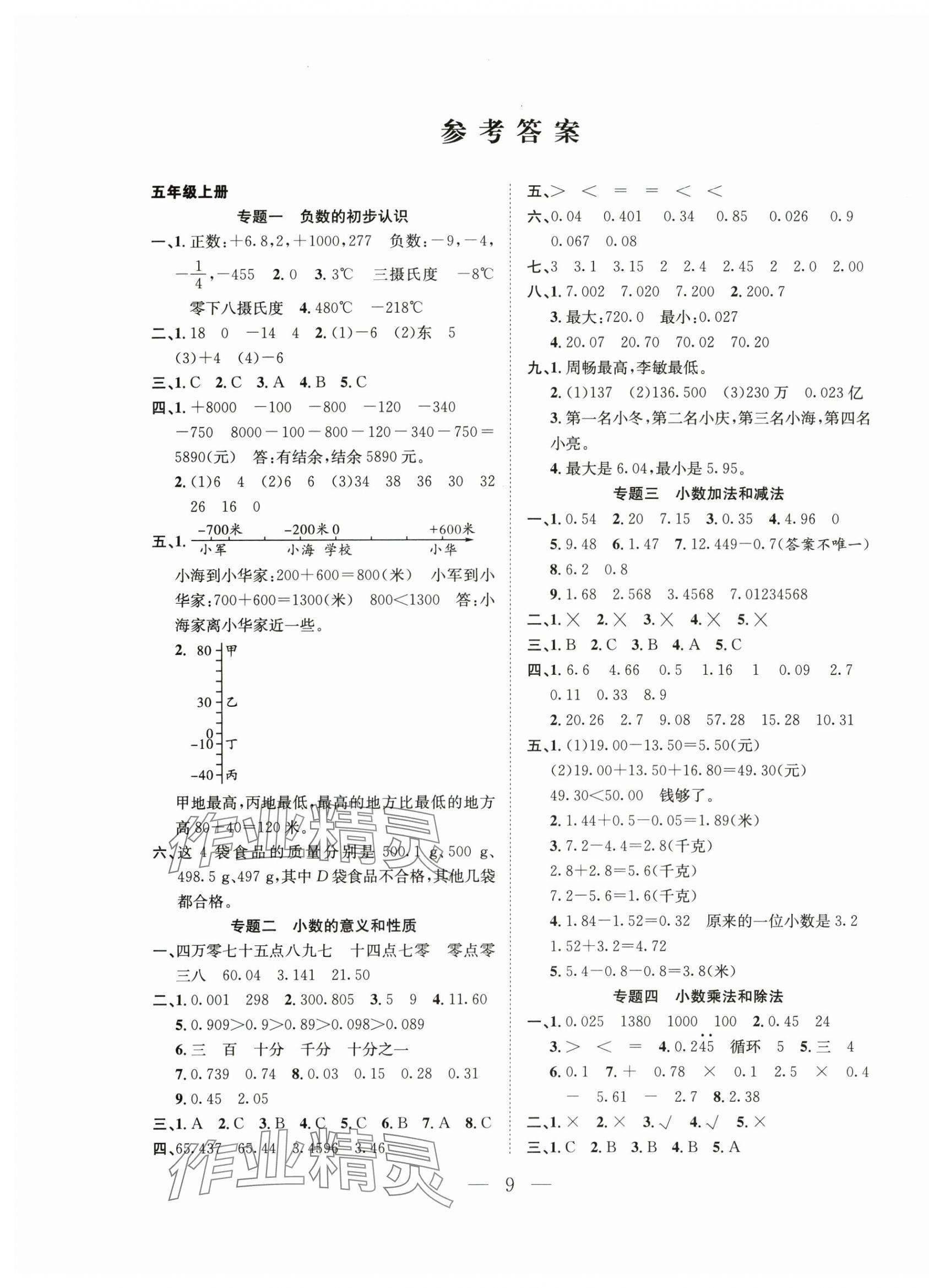 2025年假期訓練營五年級數學蘇教版安徽人民出版社 第1頁