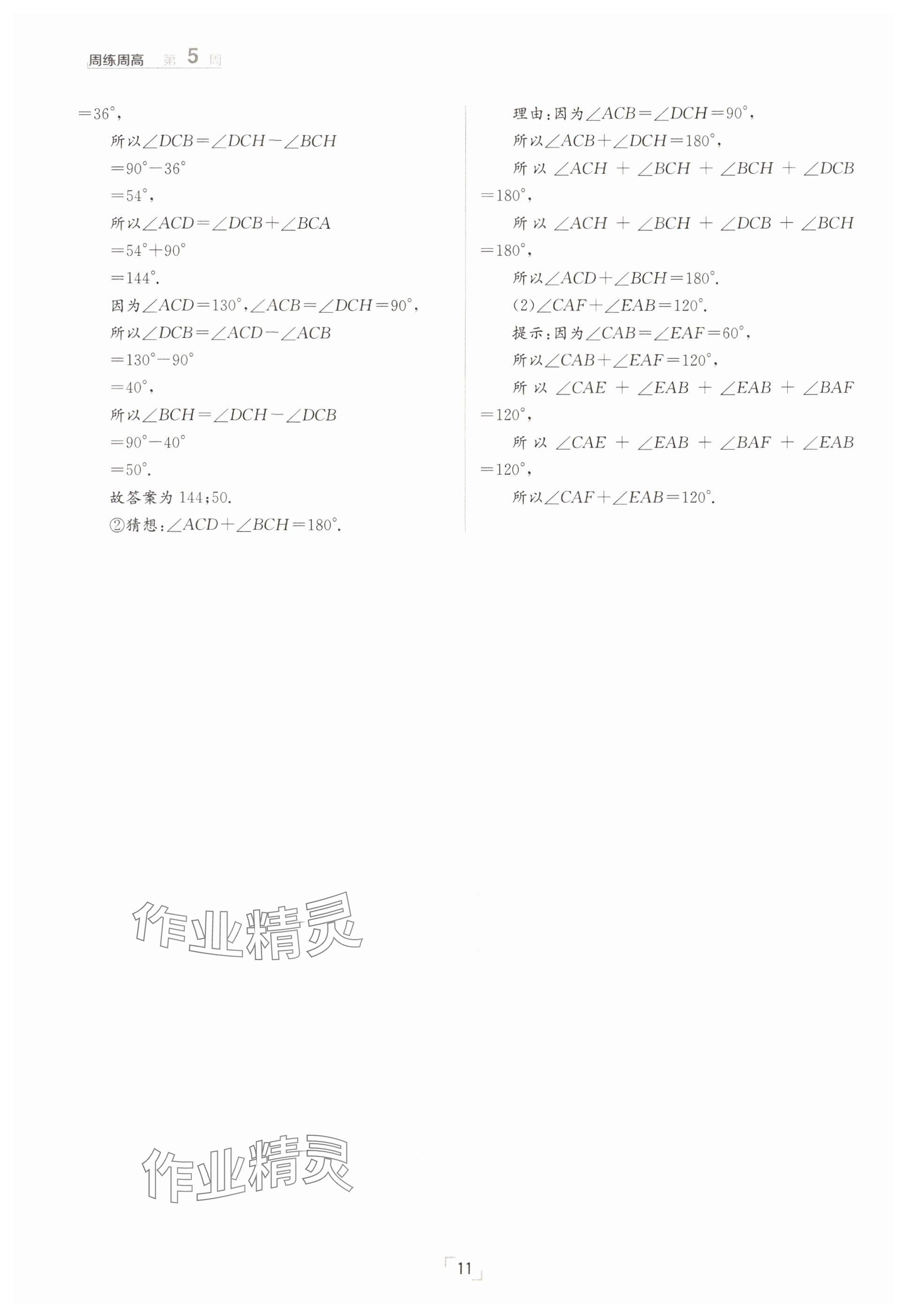 2025年日清周練七年級數(shù)學(xué)下冊北師大版 參考答案第11頁