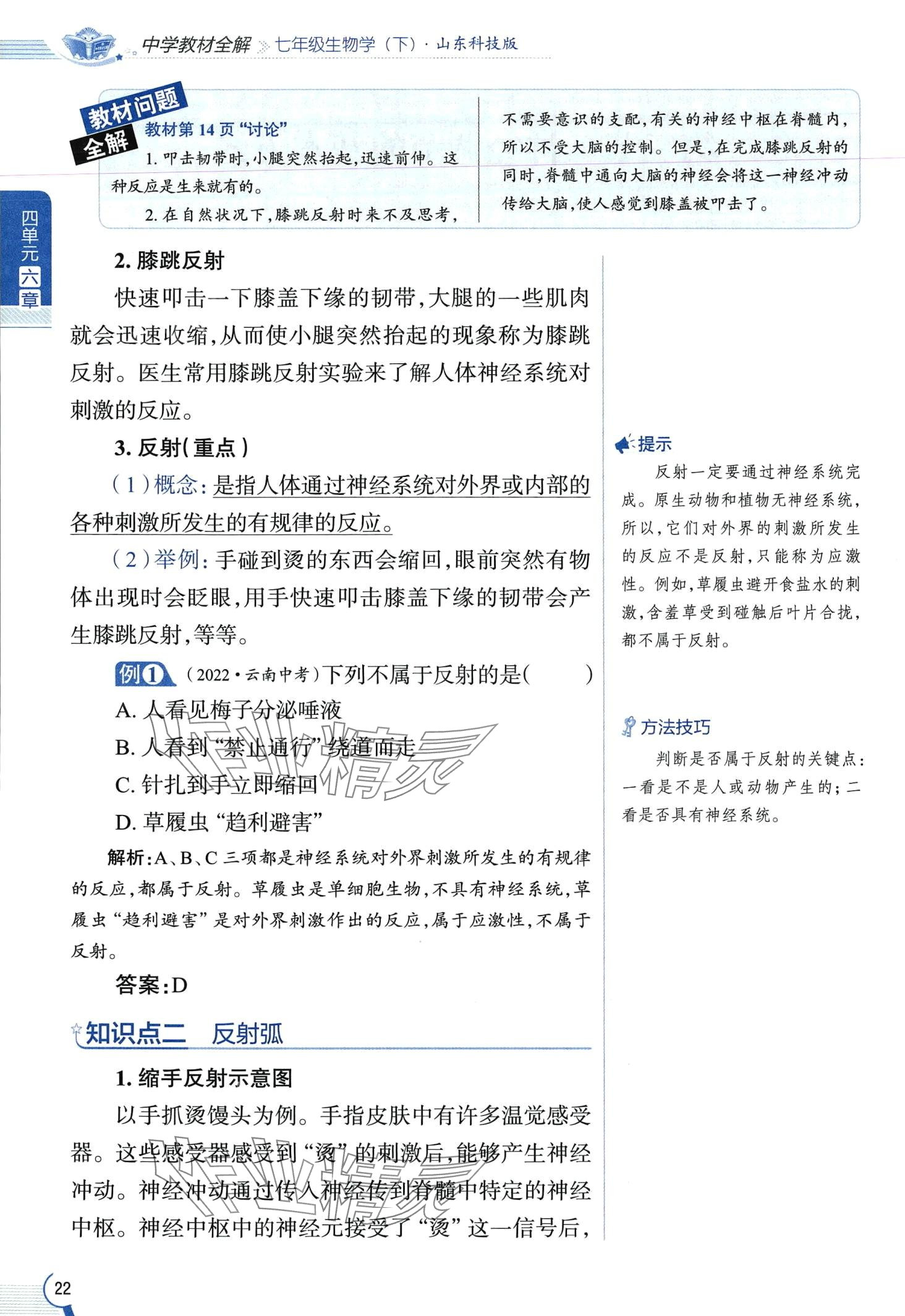 2024年教材课本七年级生物下册鲁科版&nbsp;第22页