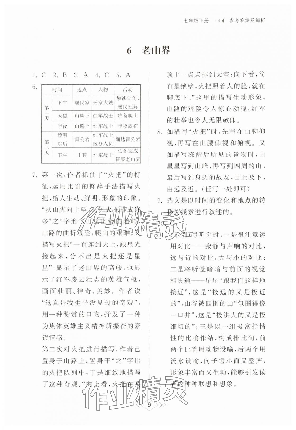 2025年綜合能力訓練七年級語文下冊人教版54制 參考答案第8頁