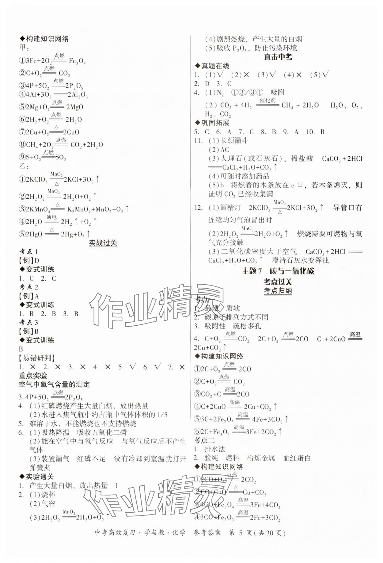 2024年中考高效復習學與教化學廣東專版 參考答案第5頁