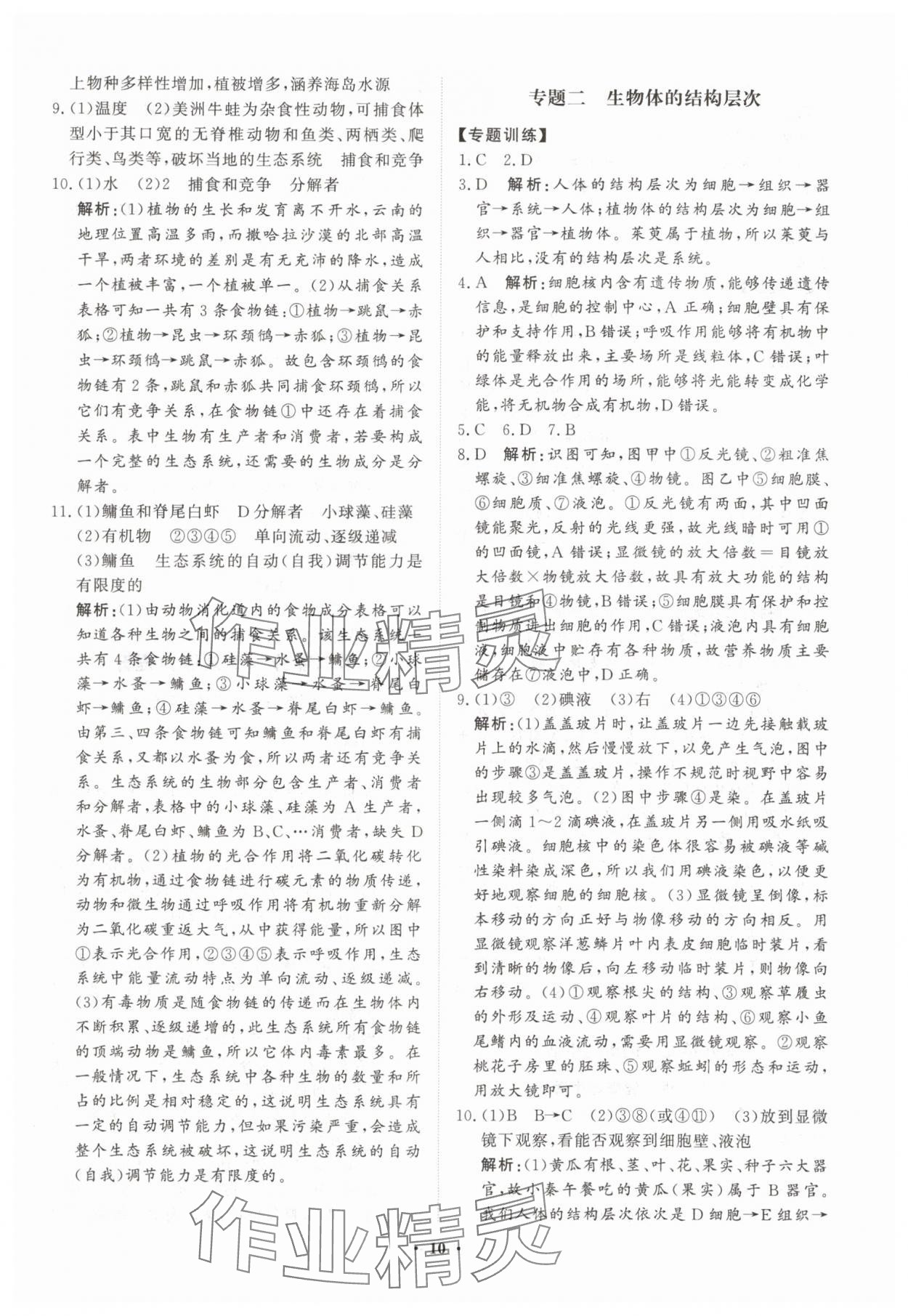 2025年湖北中考初中學(xué)業(yè)水平考試總復(fù)習(xí)生物 參考答案第10頁(yè)
