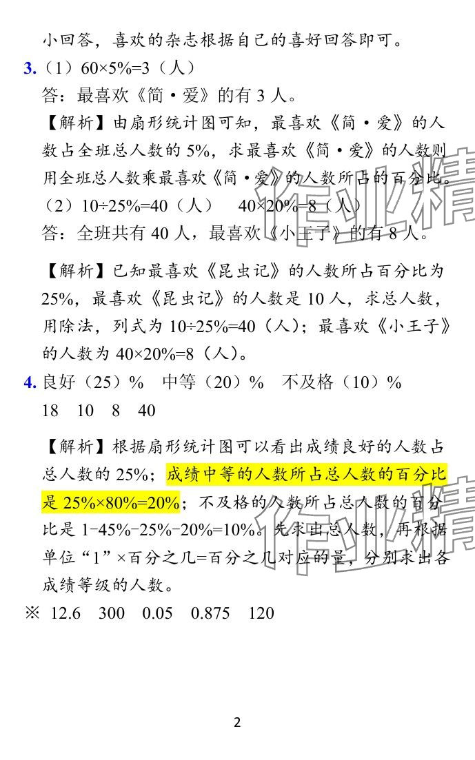 2024年小學(xué)學(xué)霸作業(yè)本六年級數(shù)學(xué)下冊蘇教版 參考答案第2頁