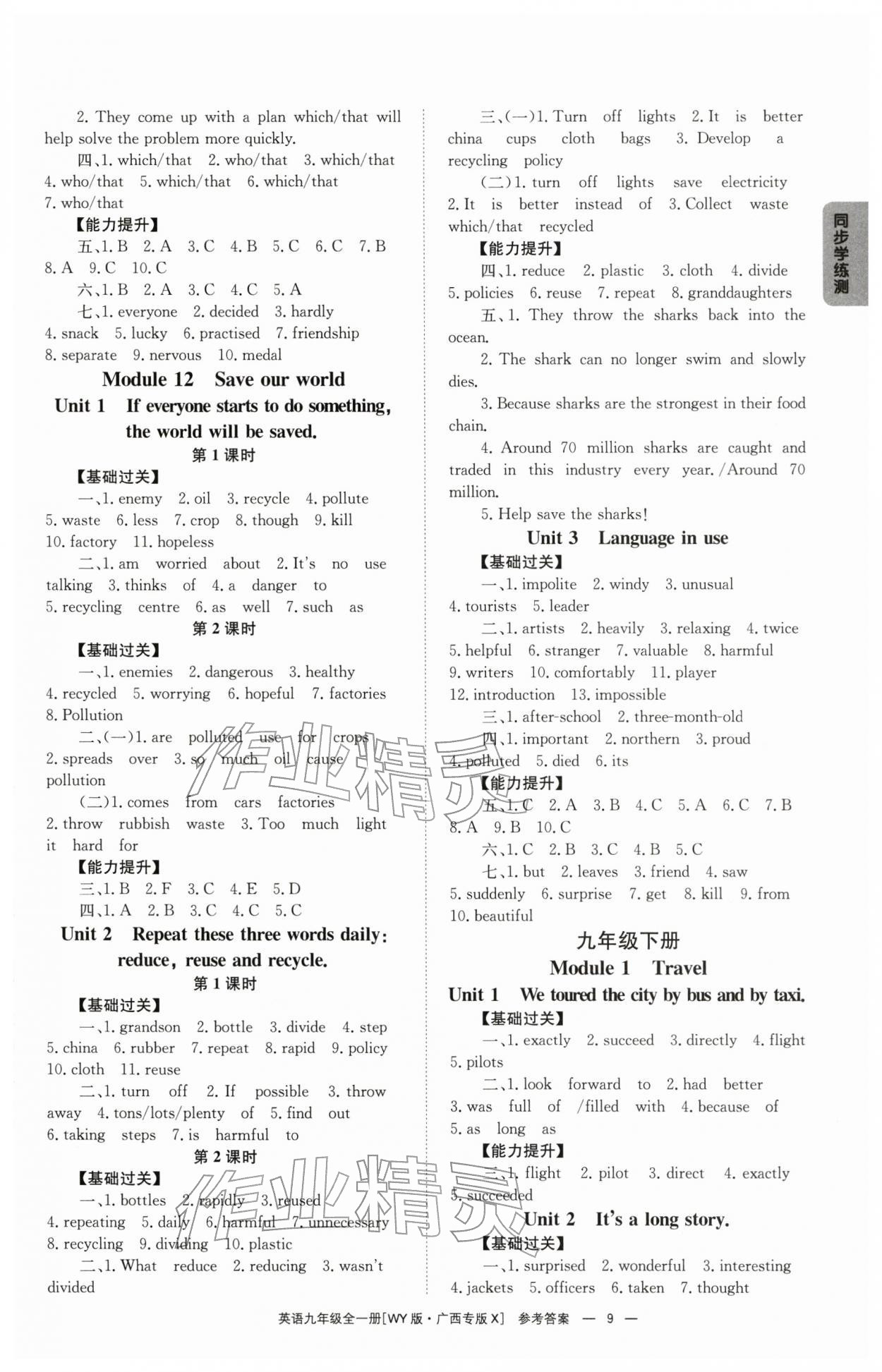 2025年全效學(xué)習(xí)同步學(xué)練測(cè)九年級(jí)英語(yǔ)全一冊(cè)外研版廣西專版 第9頁(yè)