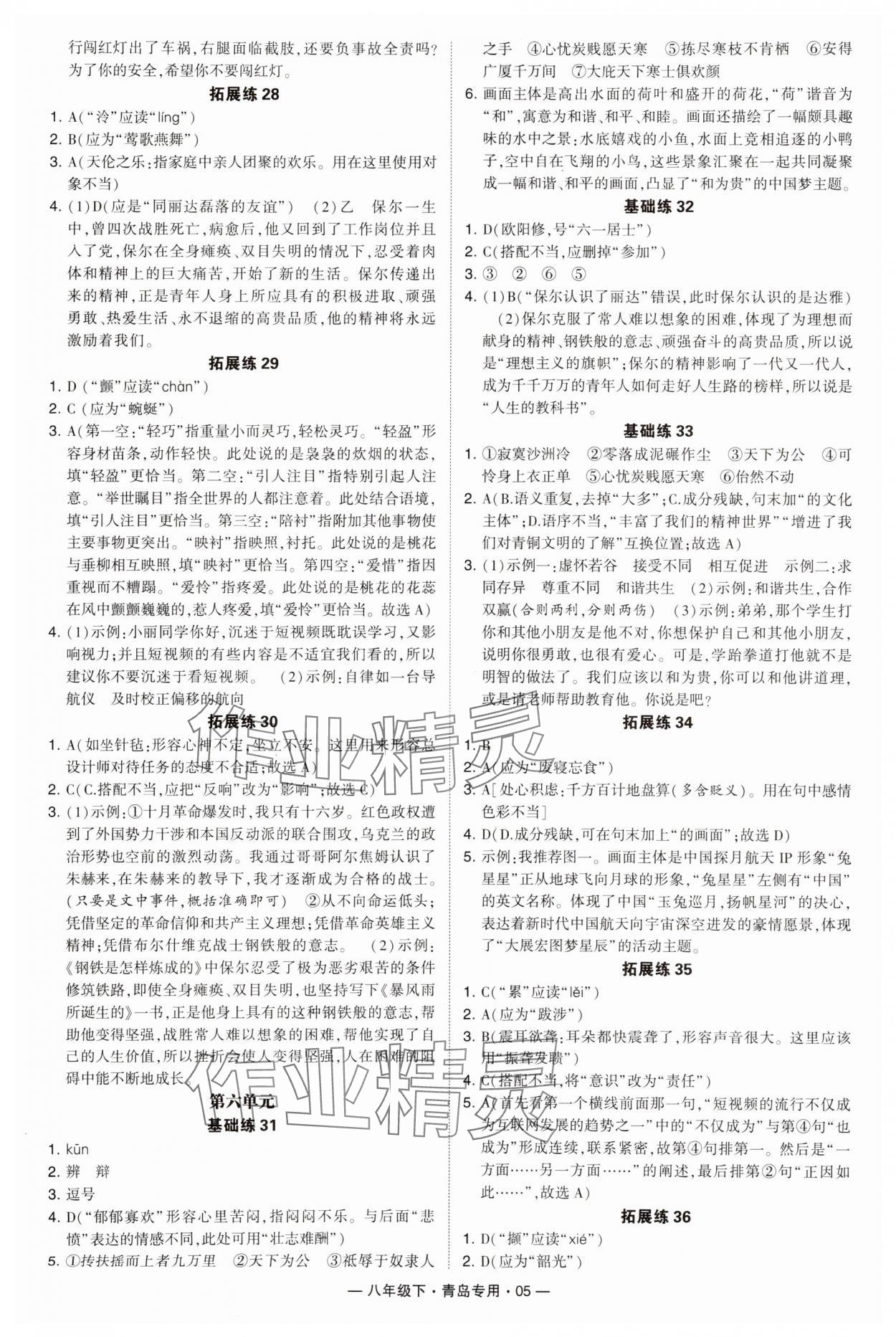 2024年學(xué)霸組合訓(xùn)練八年級語文下冊人教版青島專版 第5頁