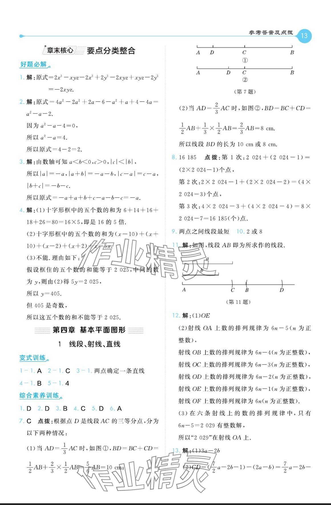 2024年特高级教师点拨七年级数学上册北师大版 参考答案第13页