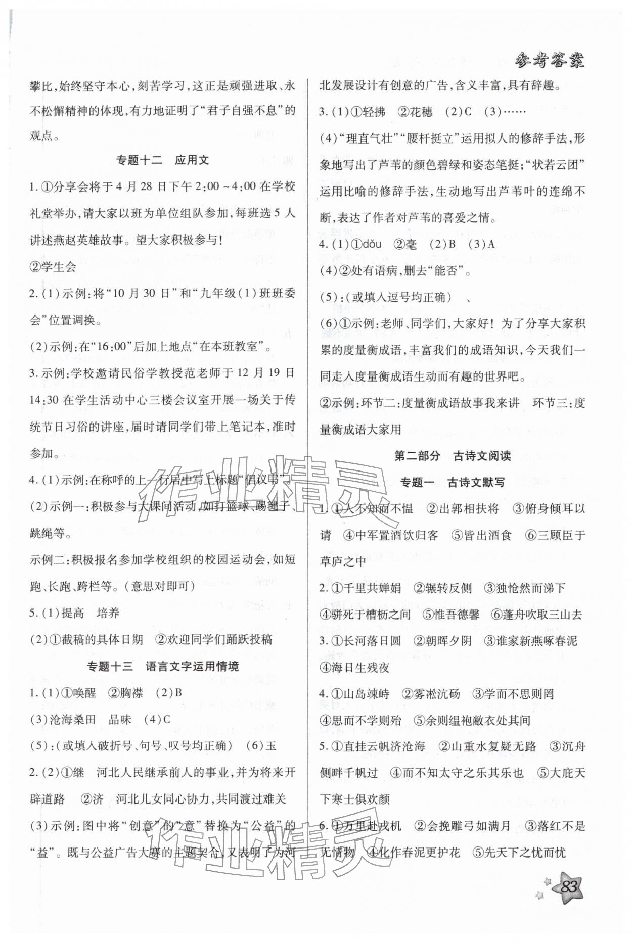 2026年轻松总复习寒假作业九年级语文&nbsp;第3页